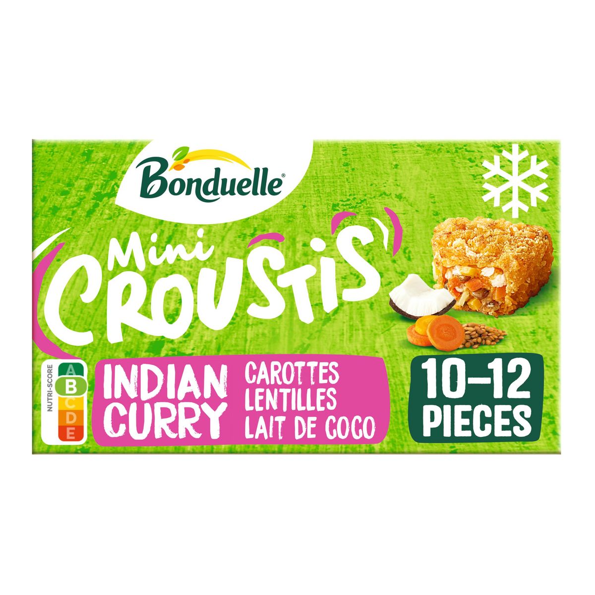 BONDUELLE Mini croustis indian curry carottes lentilles lait de coco 10-12 pièces 240g
