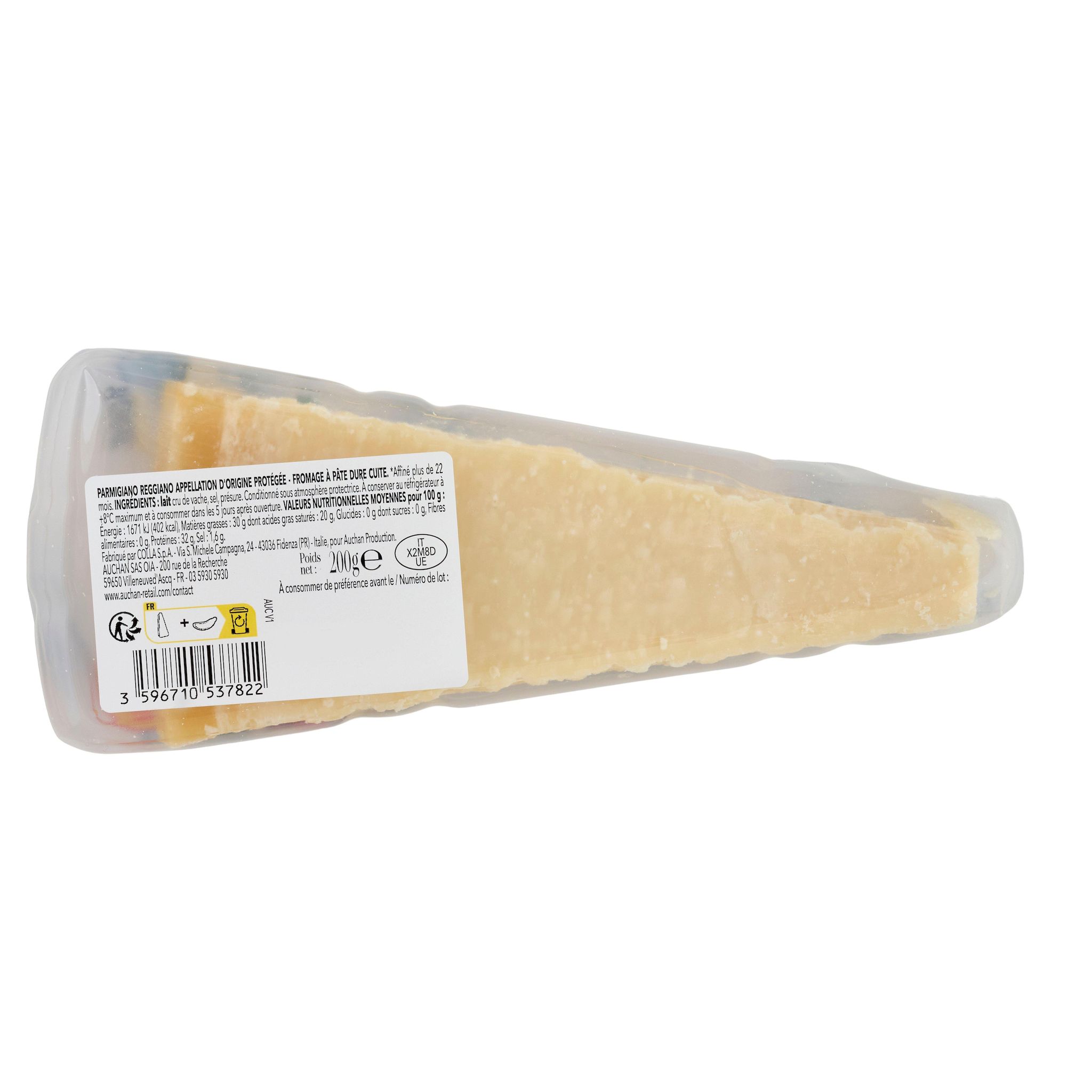 Voir la diapositive 2 : AUCHAN TAVOLA IN ITALIA Parmigiano Reggiano AOP 200g