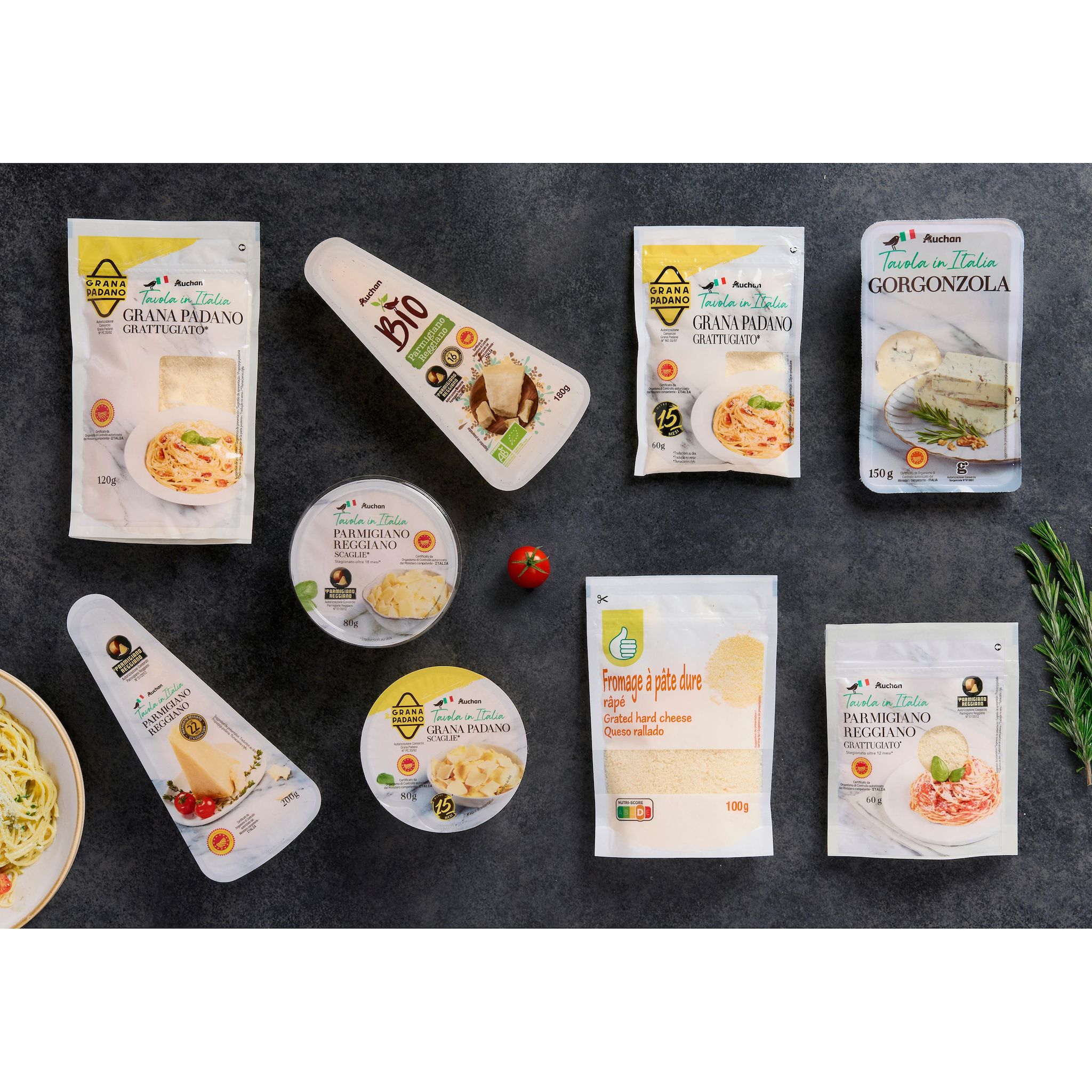 Voir la diapositive 3 : AUCHAN TAVOLA IN ITALIA Parmigiano Reggiano Grattugiato AOP 60g