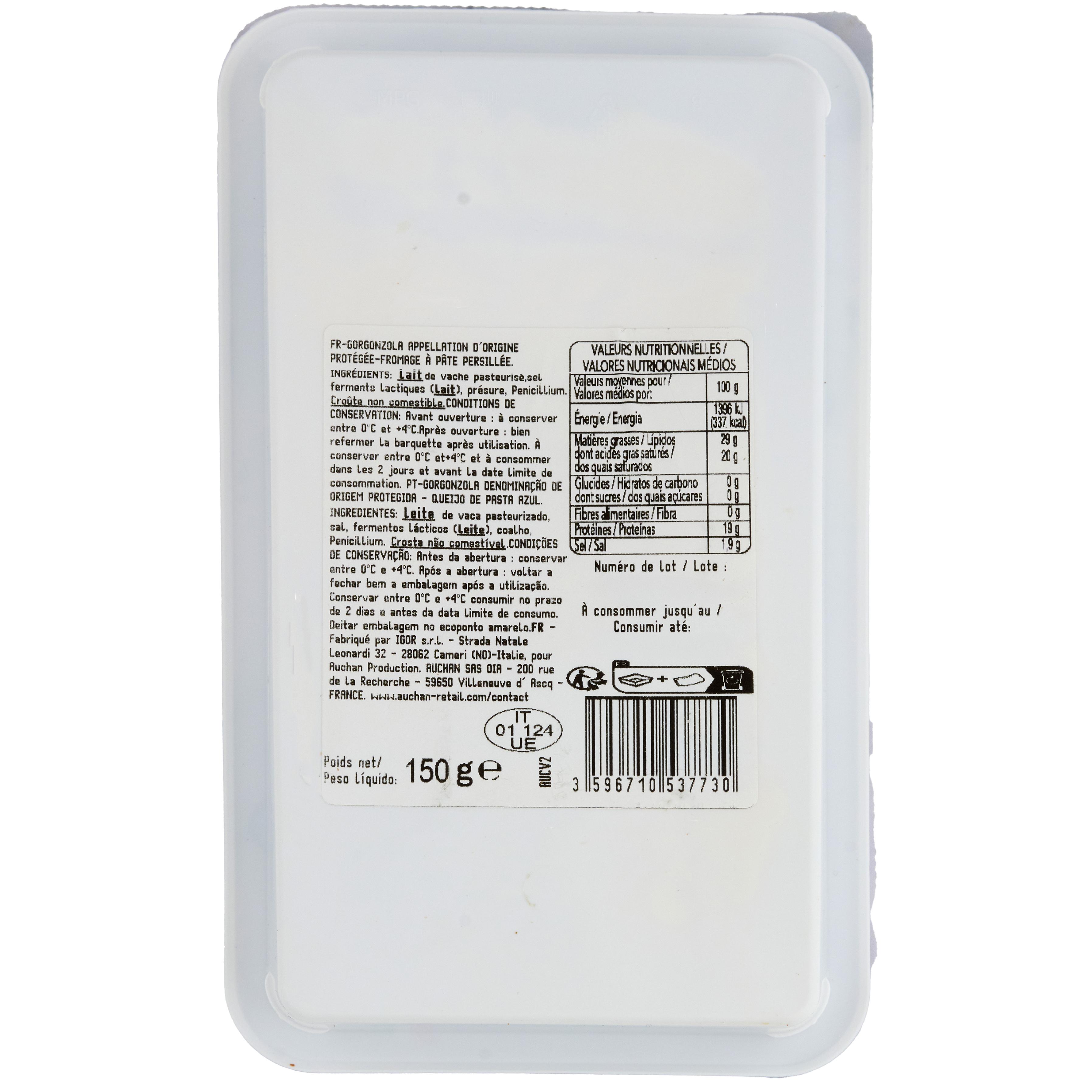 Voir la diapositive 3 : AUCHAN TAVOLA IN ITALIA Gorgonzola AOP 150g