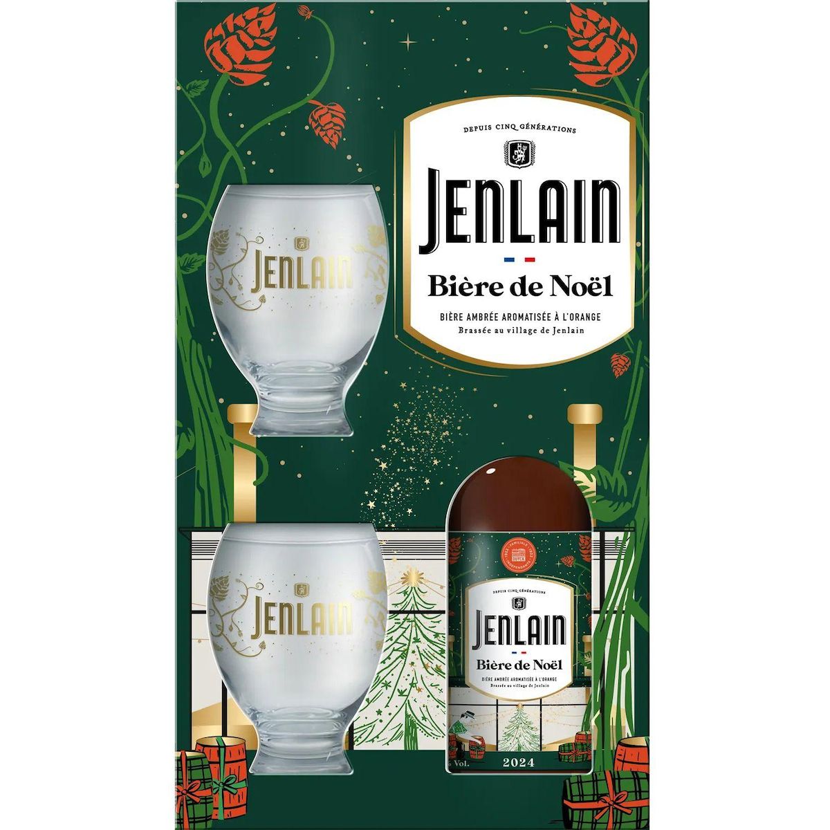 JENLAIN Coffret Bière de Noël 8% avec 2 verres 75cl