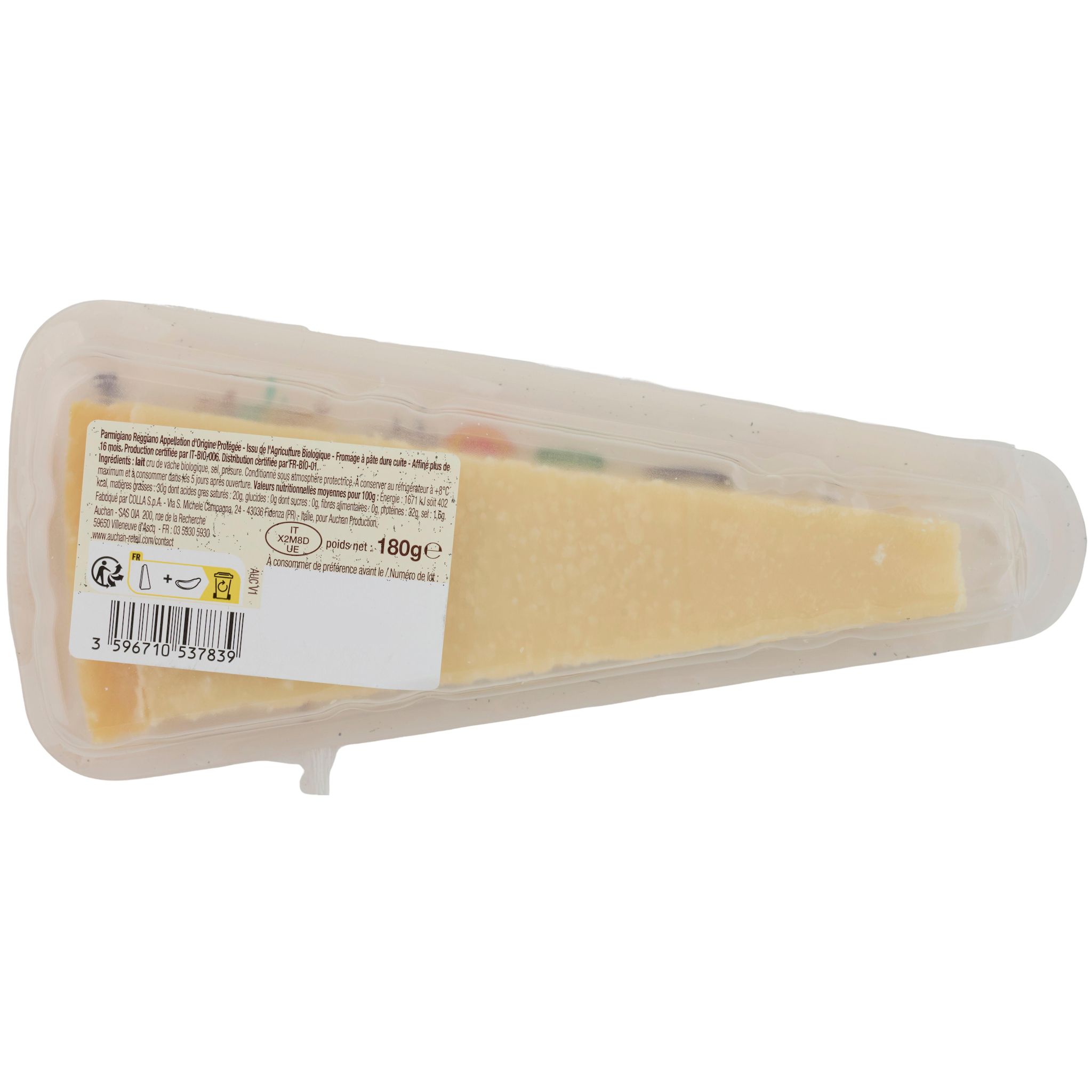 Voir la diapositive 3 : AUCHAN BIO Parmigiano Reggia 180g