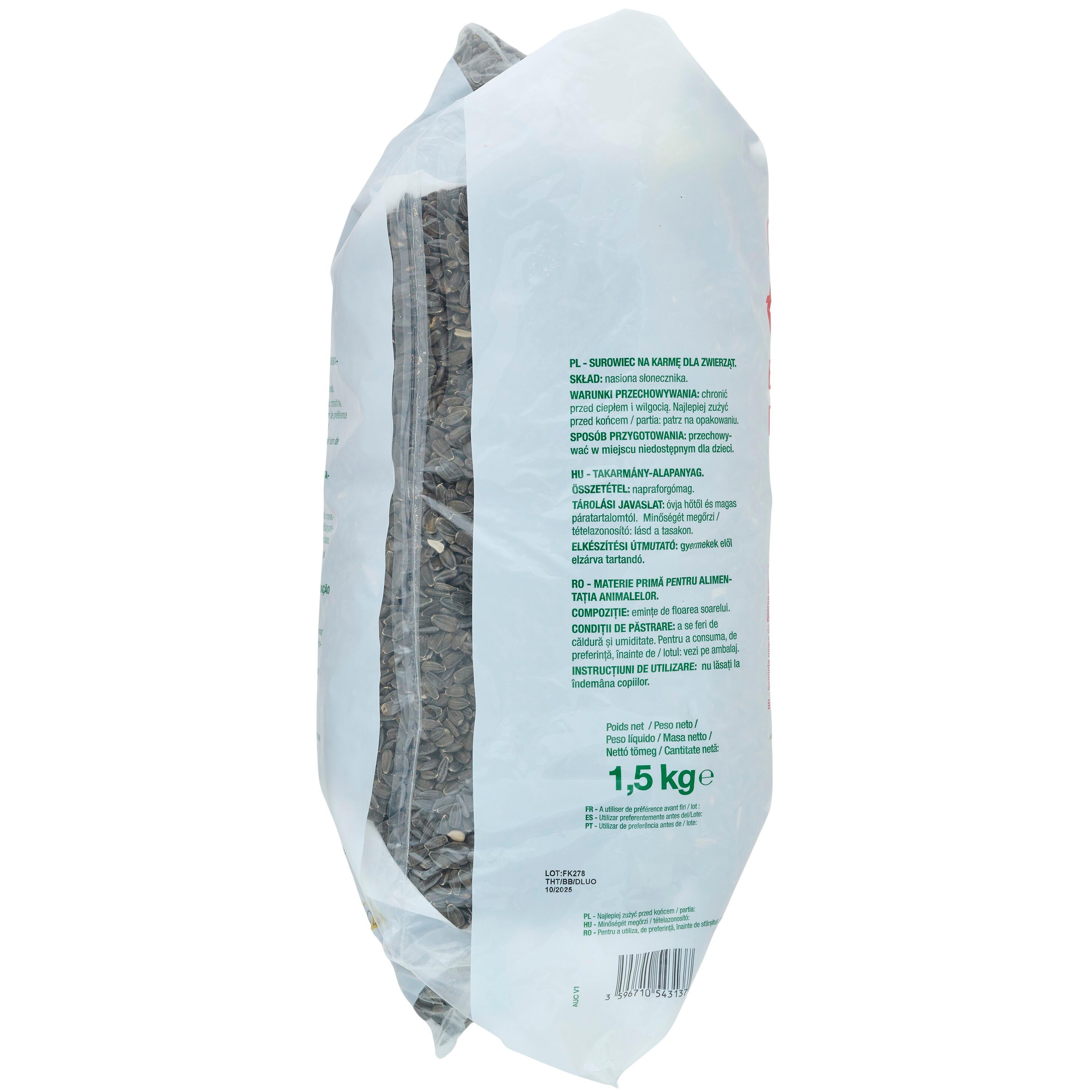 Voir la diapositive 2 : POUCE Graines de tournesol noir pour oiseaux 1.5kg