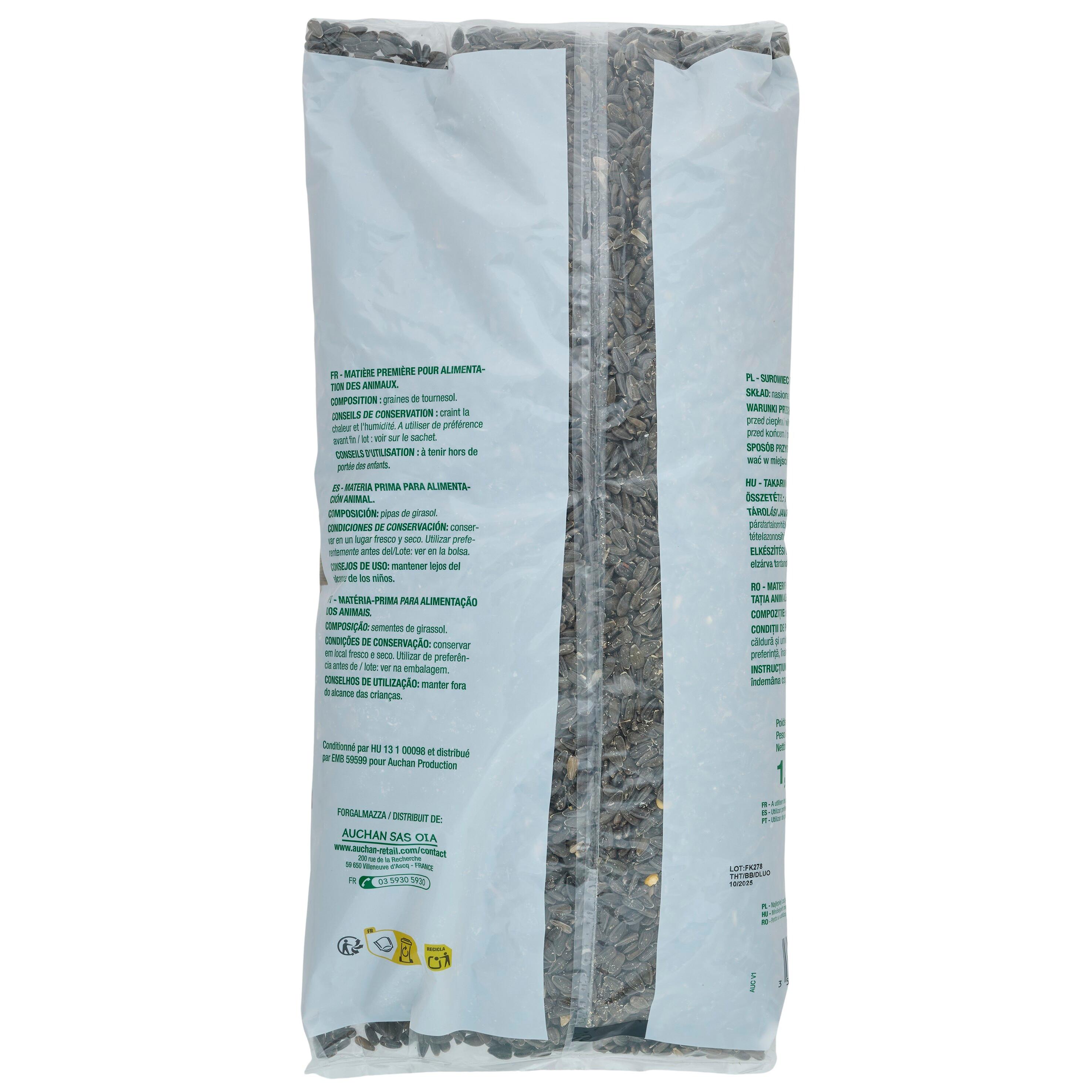 Voir la diapositive 3 : POUCE Graines de tournesol noir pour oiseaux 1.5kg