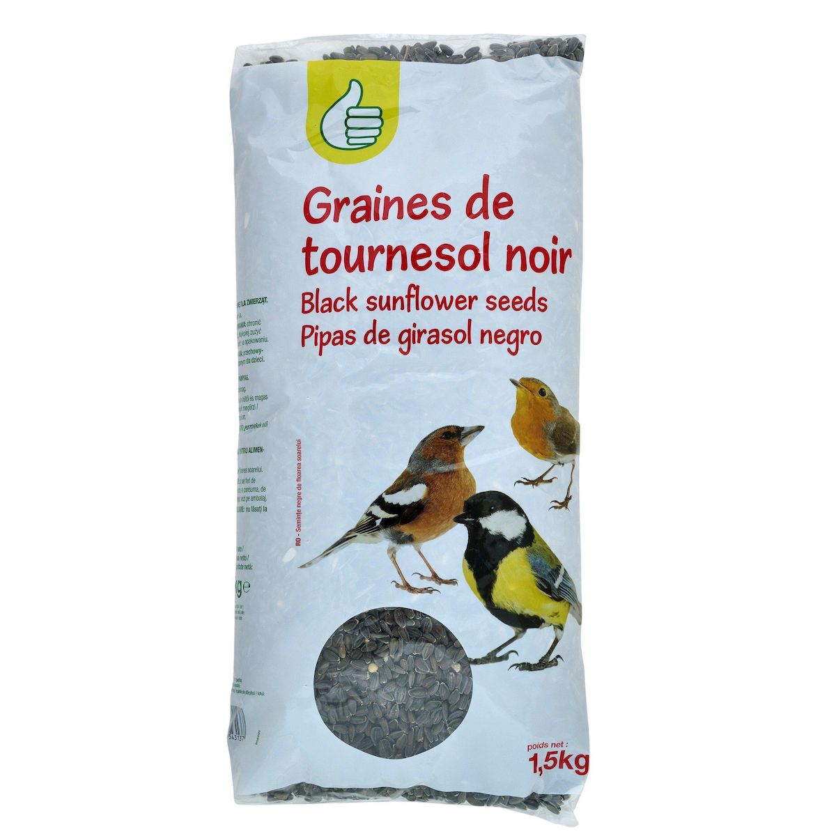 POUCE Graines de tournesol noir pour oiseaux 1.5kg