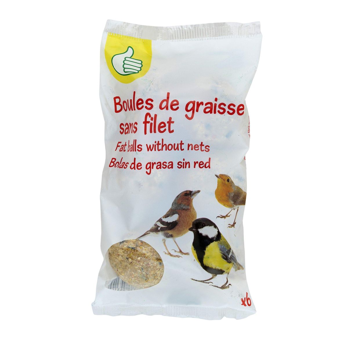 POUCE Boules de graisse sans filet pour oiseaux de la nature 6 pièces