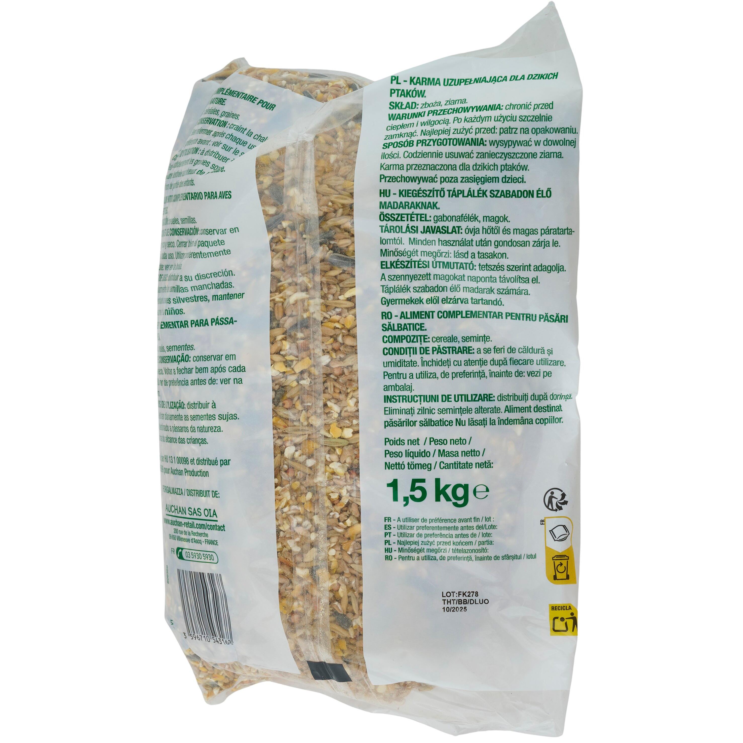 Voir la diapositive 3 : POUCE Mélange de graines pour oiseaux de la nature 1,5kg