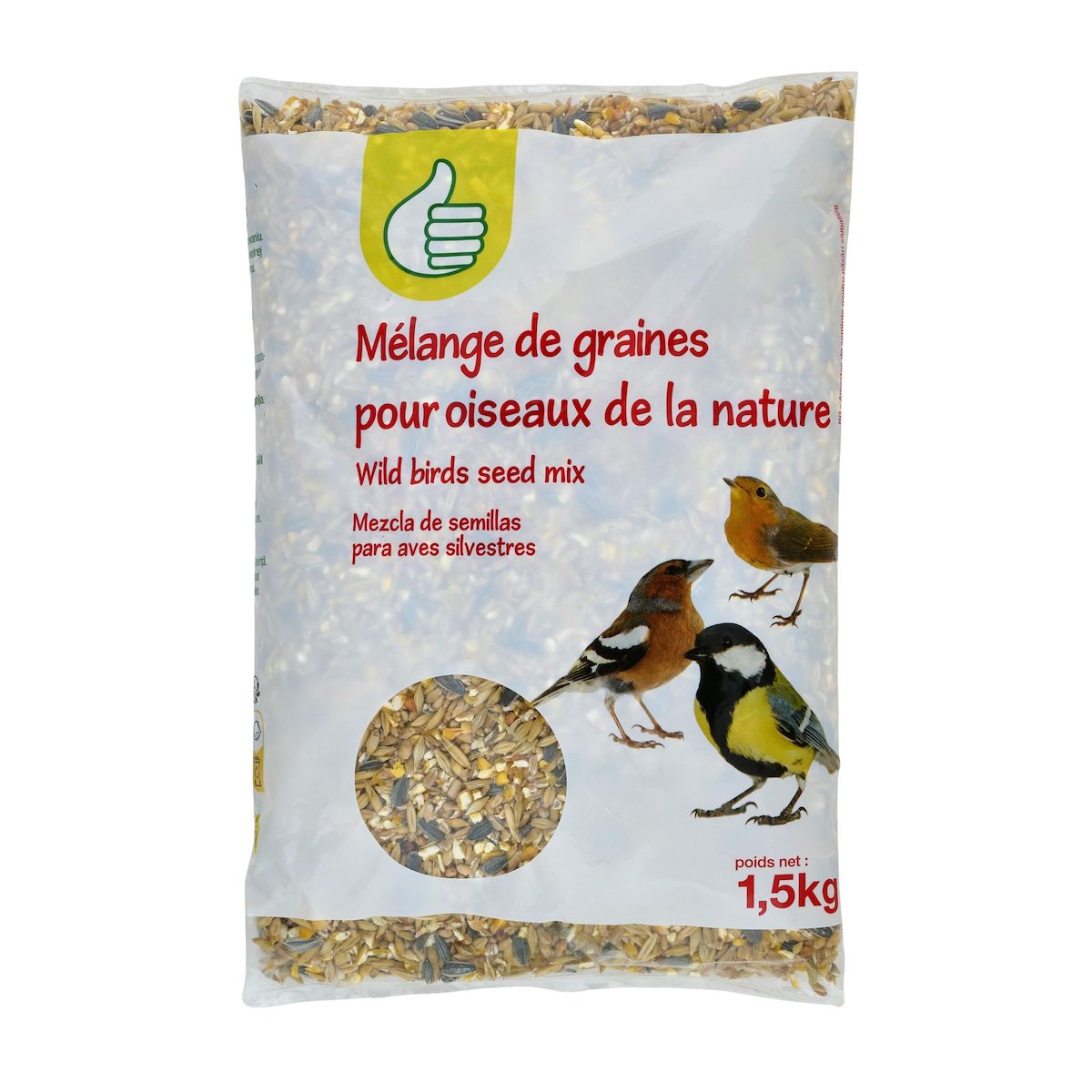 POUCE Mélange de graines pour oiseaux de la nature 1,5kg