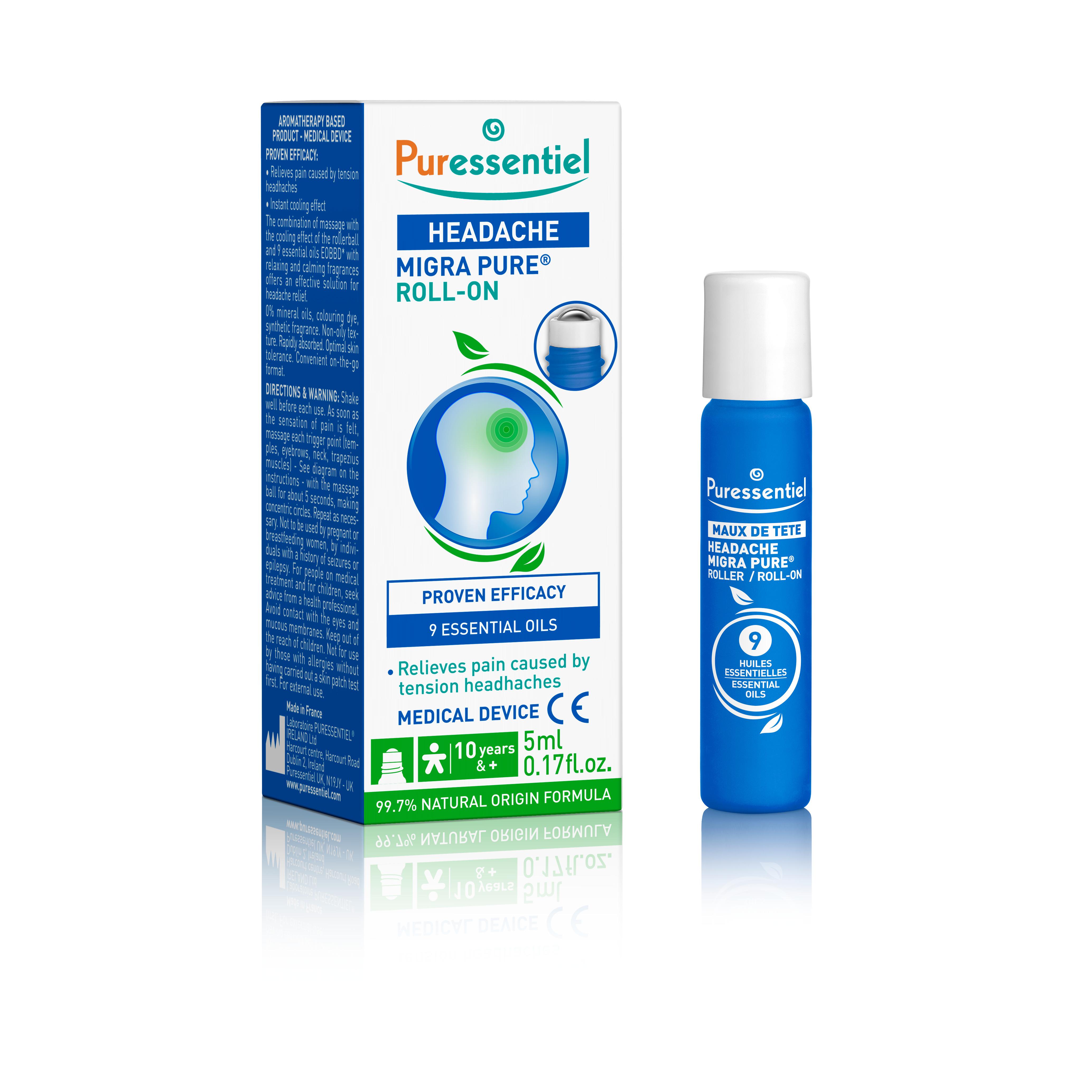 Voir la diapositive 2 : PURESSENTIEL Roll-on maux e tête 5ml