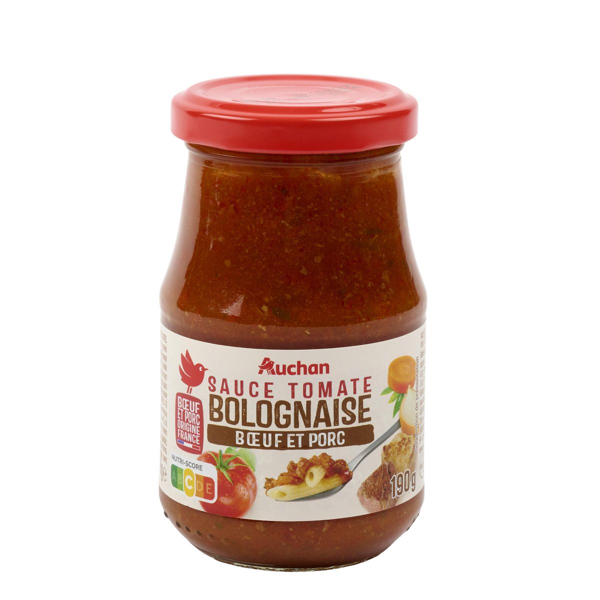 AUCHAN Sauce bolognaise porc boeuf 190g
