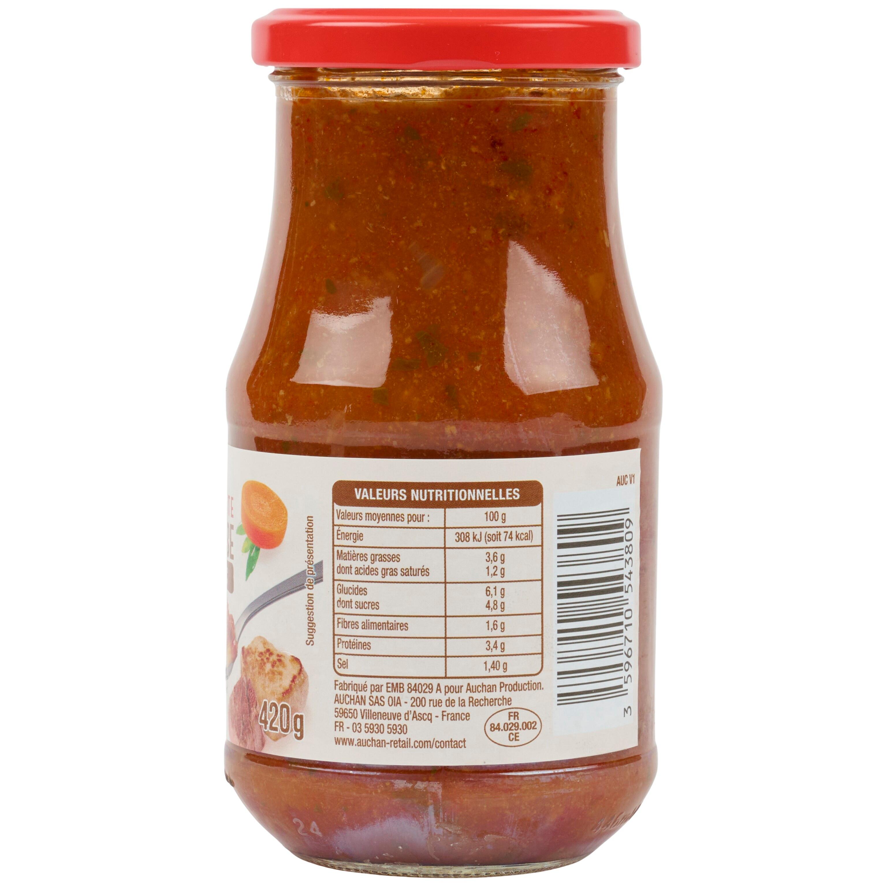 Voir la diapositive 6 : AUCHAN Sauce bolognaise porc boeuf 420g
