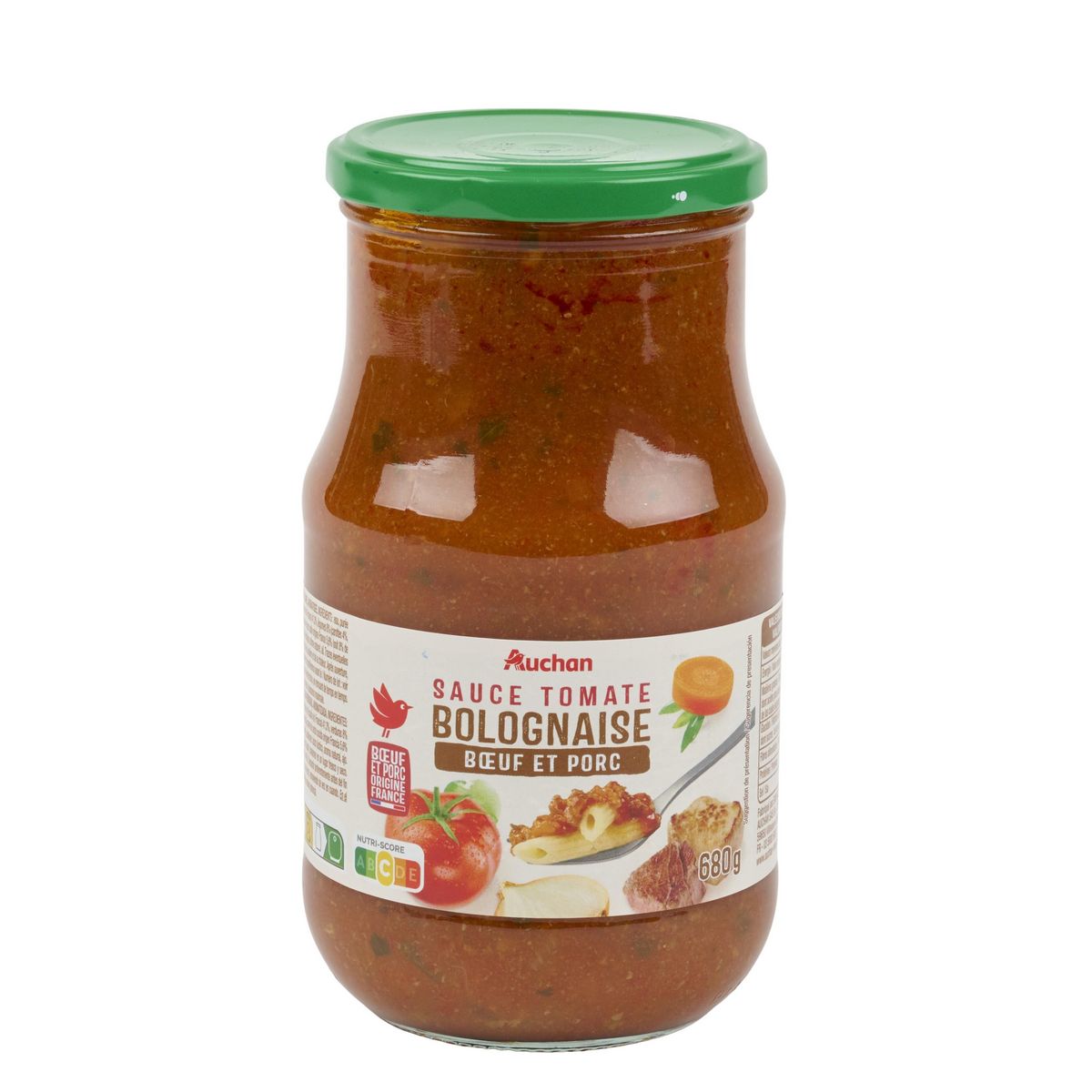 AUCHAN Sauce tomate bolognaise boeuf et porc 680g