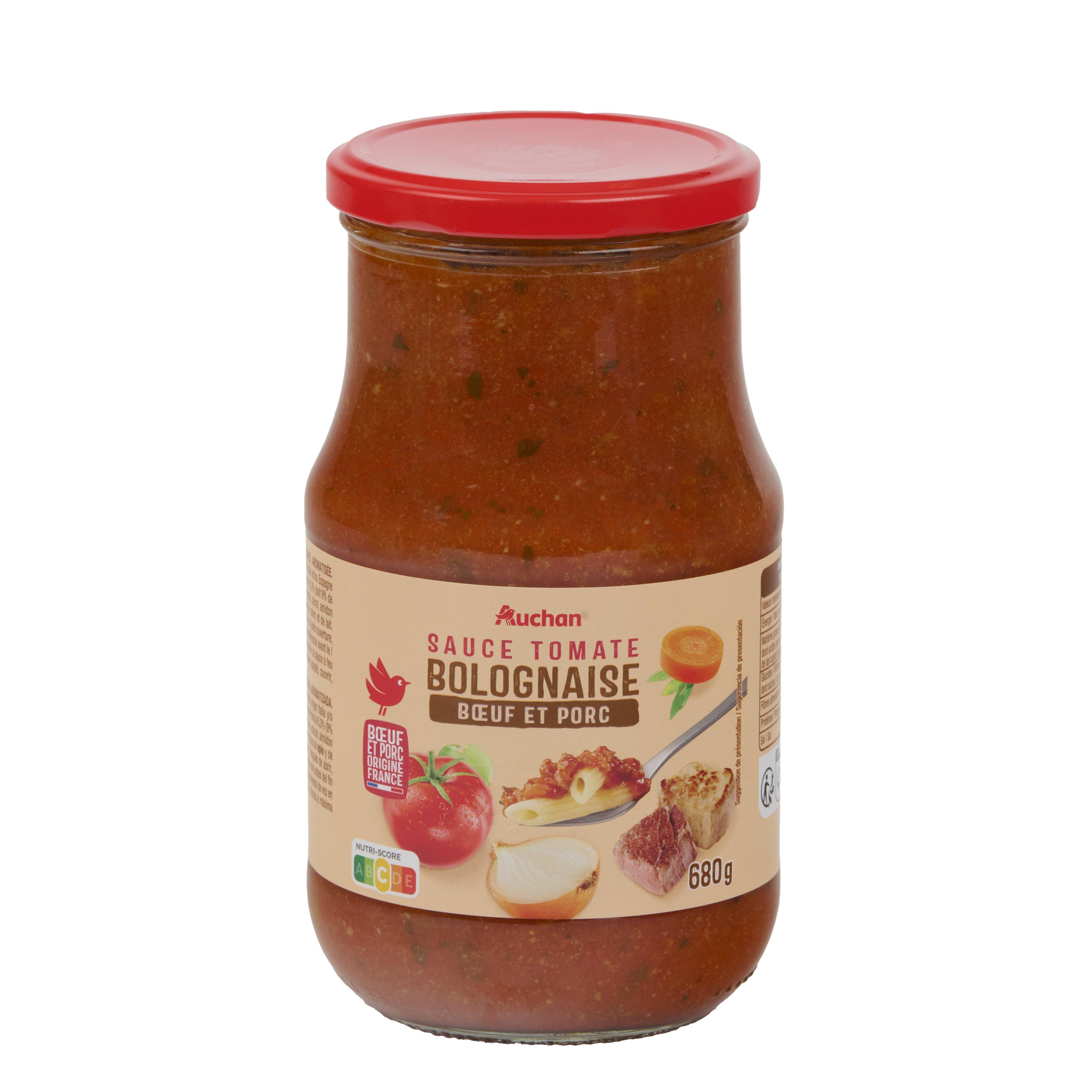 Voir la diapositive 3 : AUCHAN Sauce tomate bolognaise boeuf et porc 680g