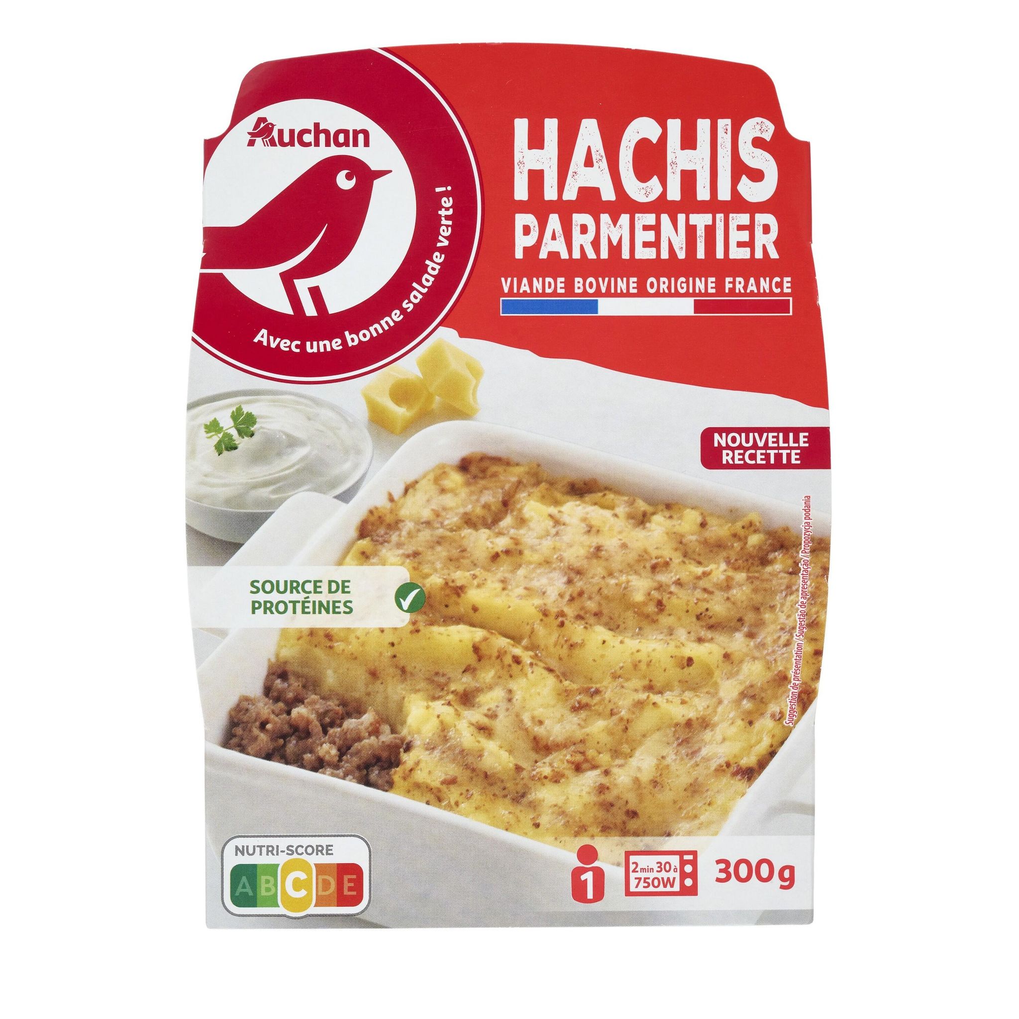 Voir la diapositive 3 : AUCHAN Hachis parmentier de boeuf 1 part 300g