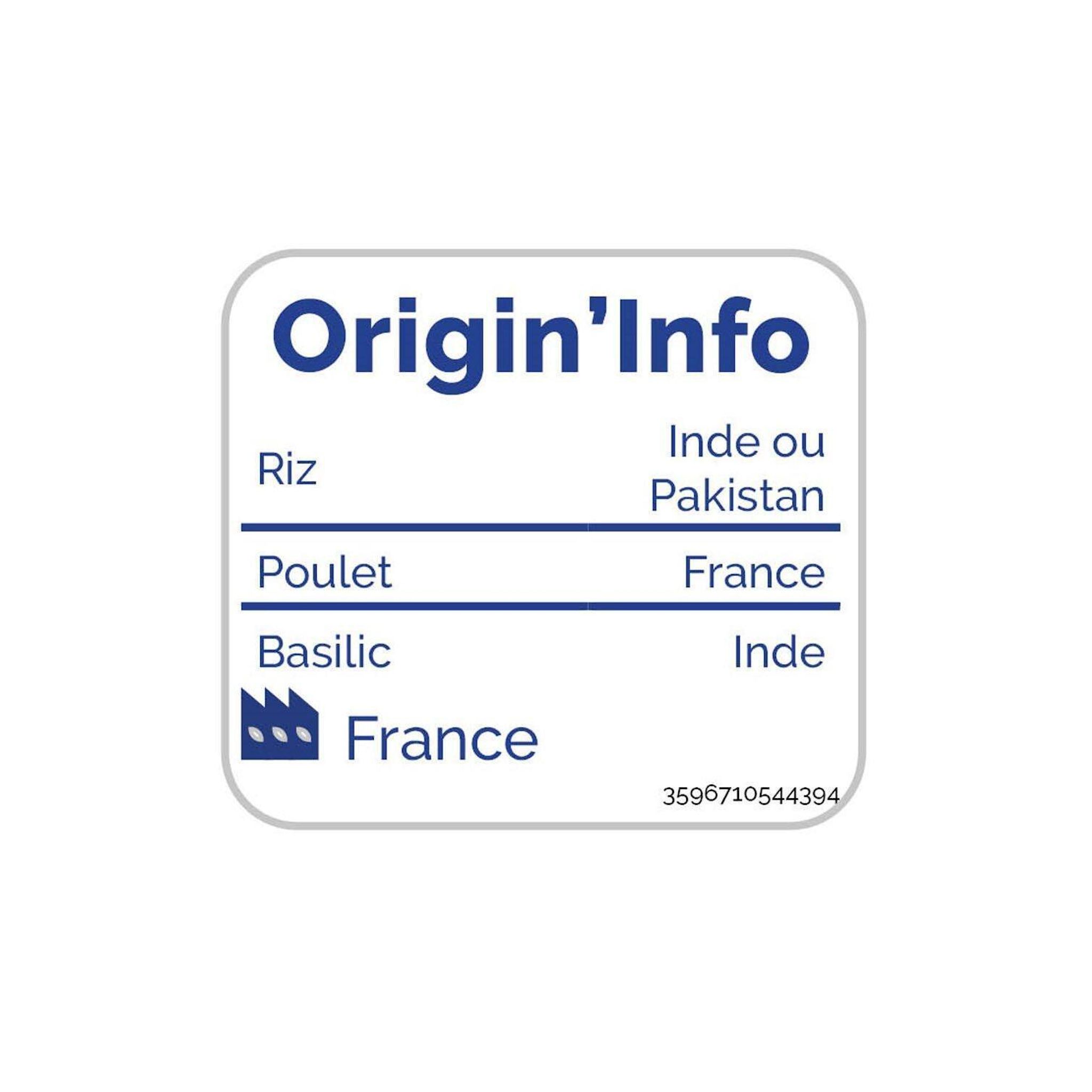 Voir la diapositive 4 : AUCHAN Poulet basilic thaï riz 350g