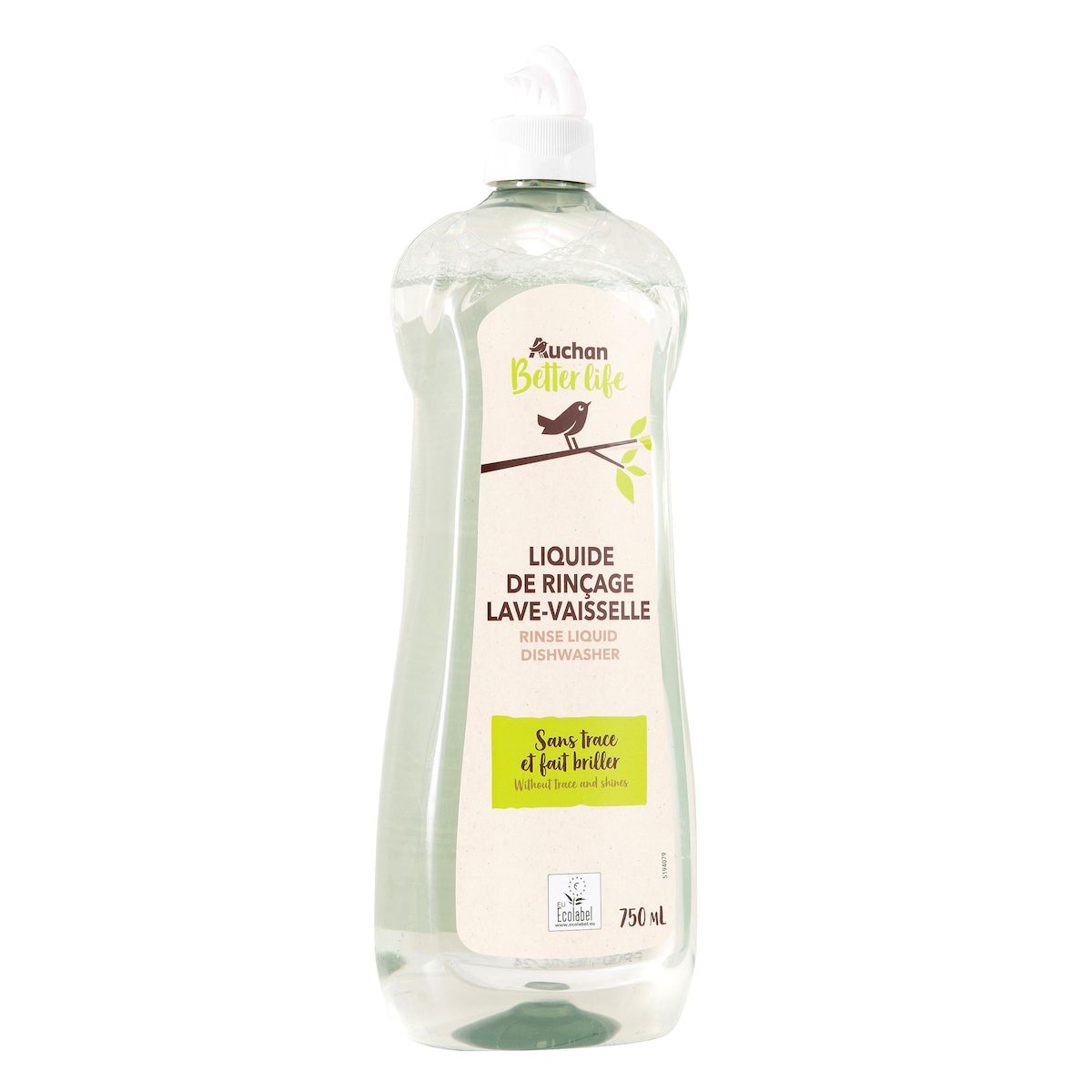 AUCHAN BETTER LIFE LIQUIDE DE RINCAGE LAVE VAISSELLE 750ML