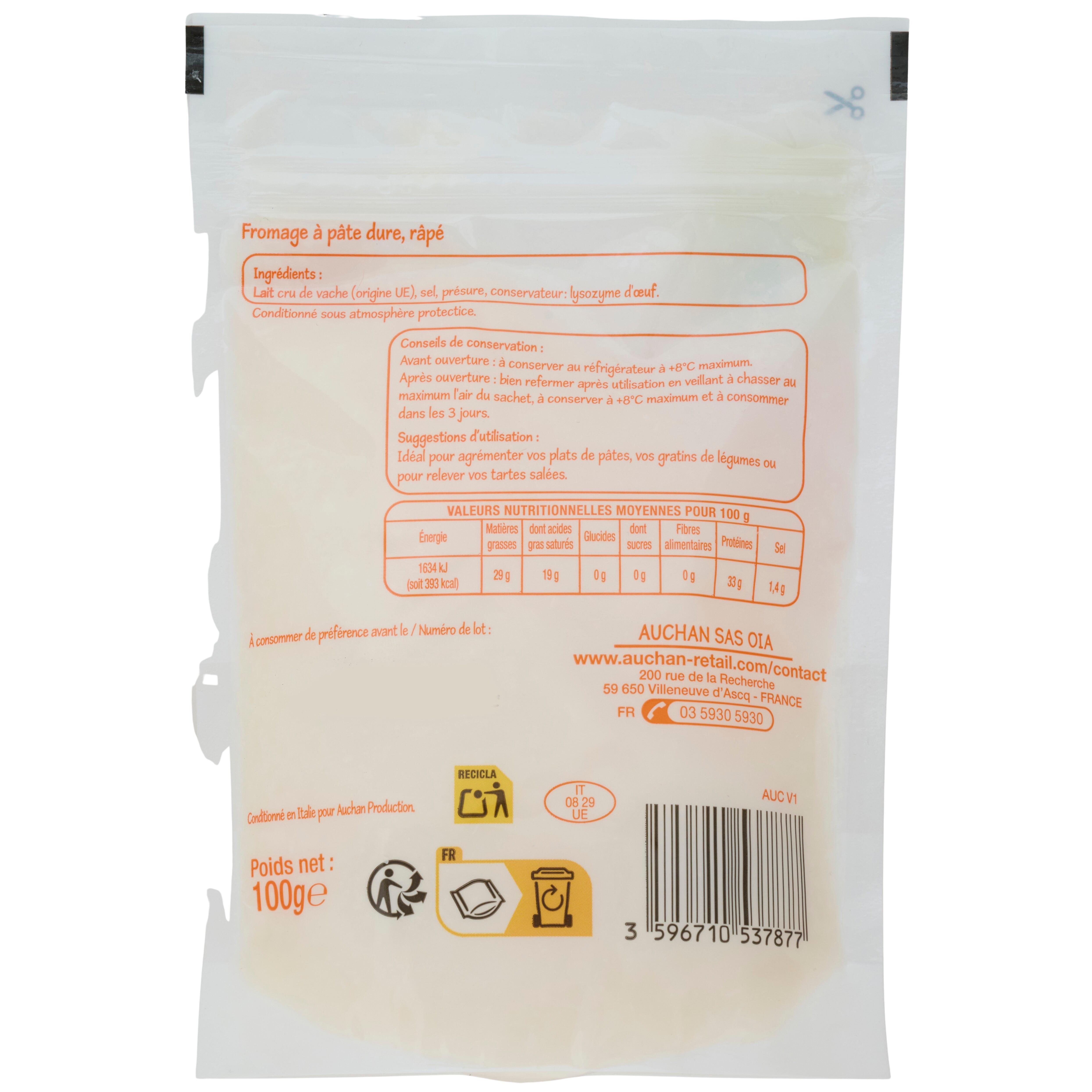 Voir la diapositive 2 : POUCE Formaggio rapé 100 g