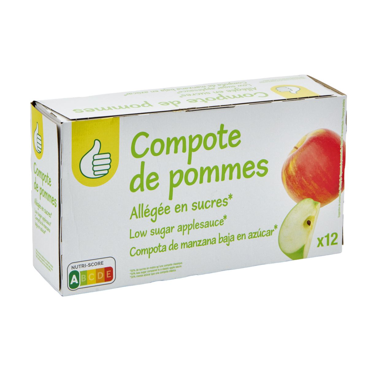 POUCE Compote de pommes allégée en sucres 12x90g