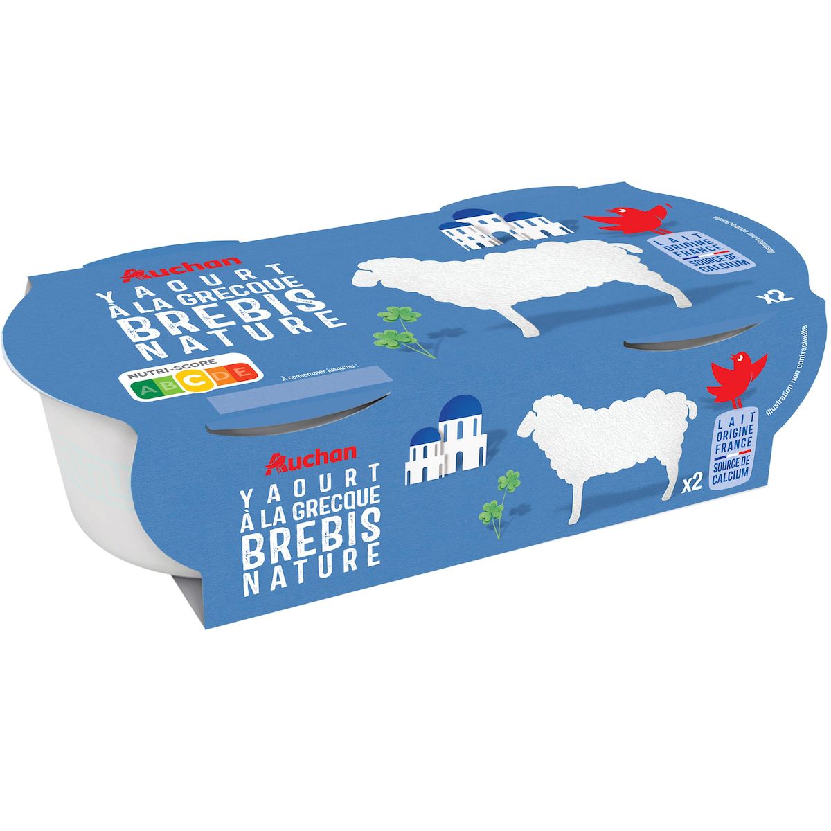 AUCHAN Yaourt à la grecque brebis nature 2x150g