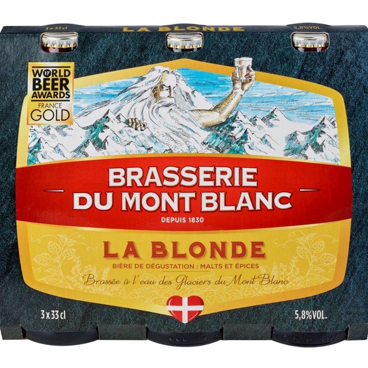 BRASSERIE MONT BLANC Bière blonde 5.8% bouteille 3x33cl