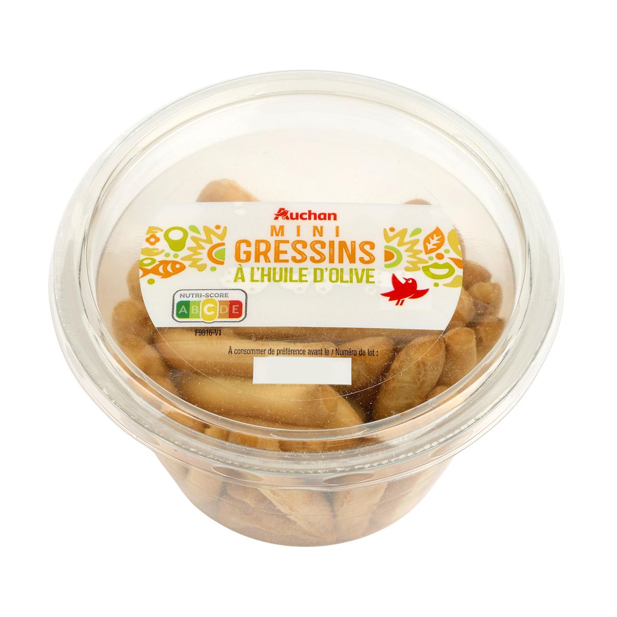 AUCHAN Mini gressins à l'huile d'olive 70g