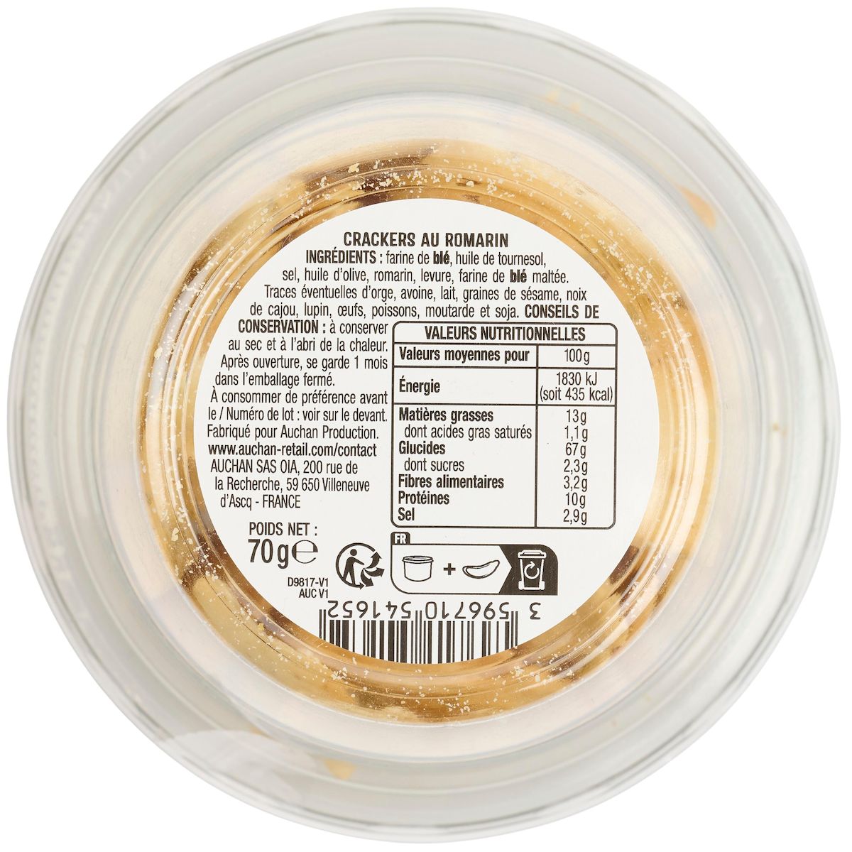 AUCHAN Mini trancetti au romarin 70g