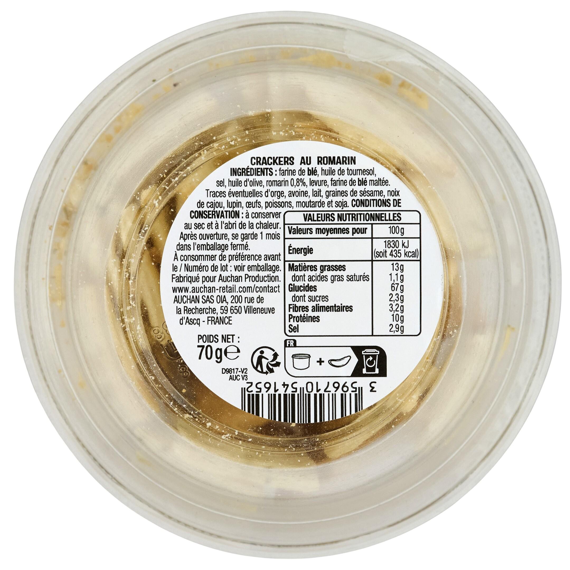 Voir la diapositive 3 : AUCHAN Mini trancetti au romarin 70g