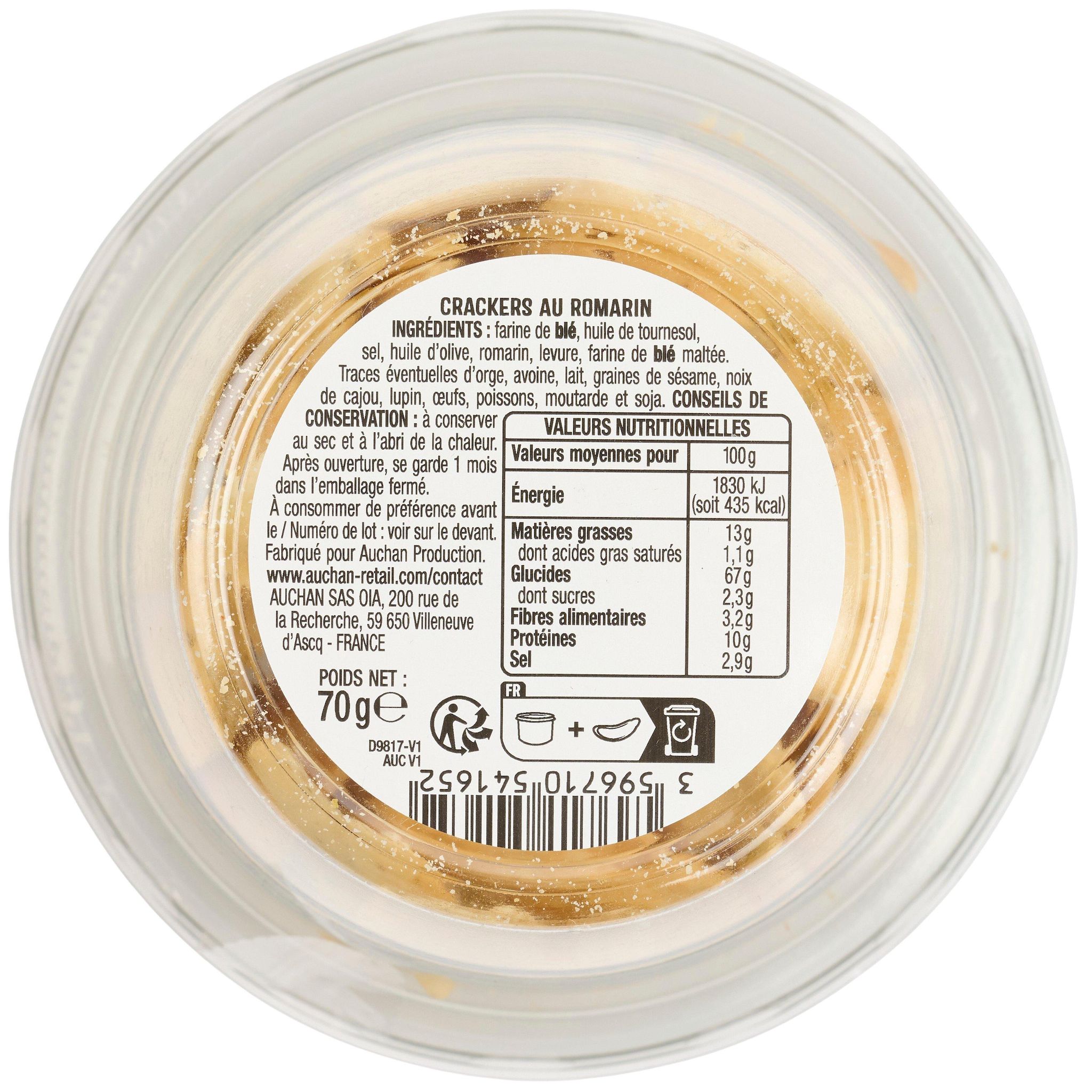 Voir la diapositive 3 : AUCHAN Mini trancetti au romarin 70g