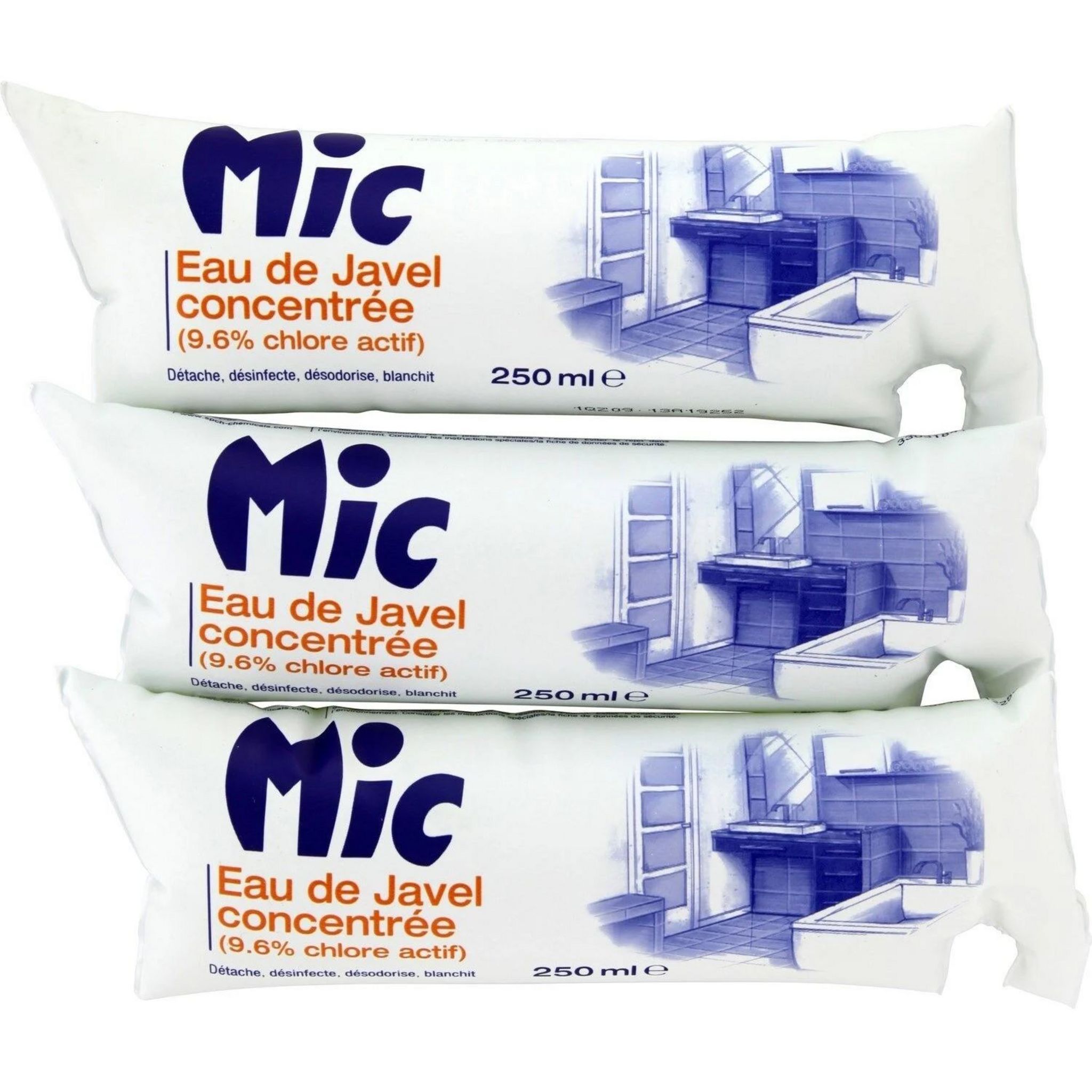 MIC Berlingots d'eau de javel concentrée 3x250ml