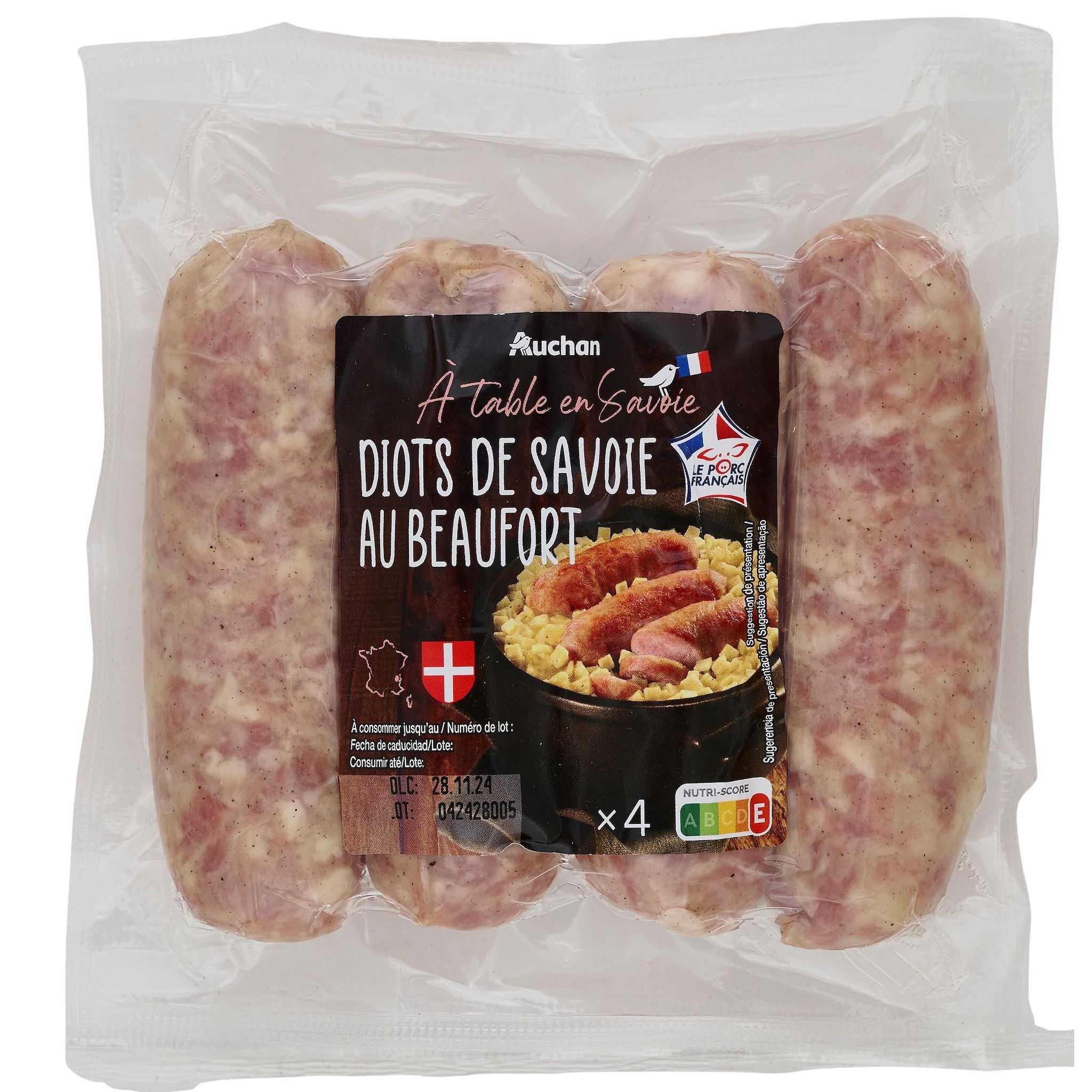 AUCHAN TERROIR Diots de Savoie au beaufort 4 pièces 360g
