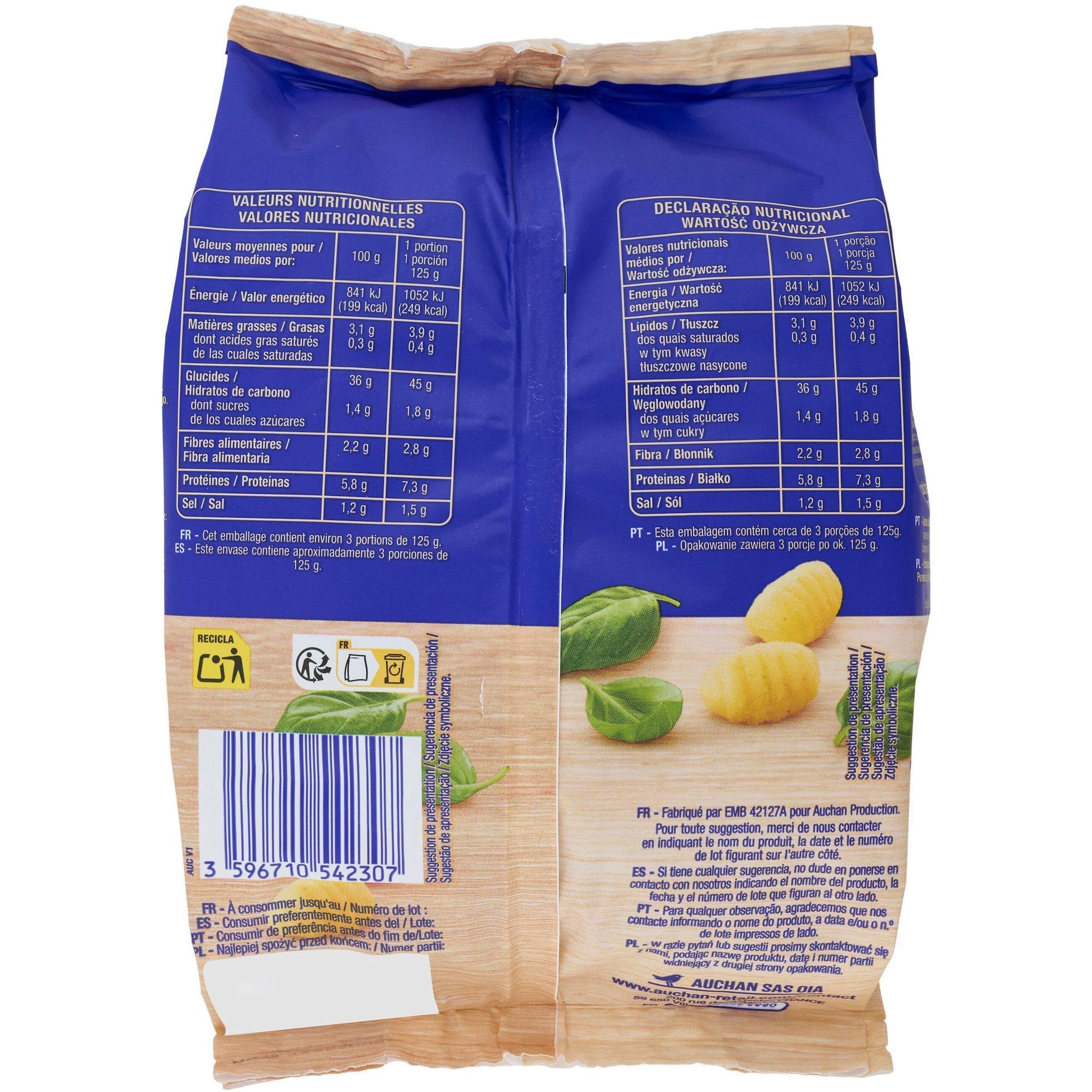 Voir la diapositive 4 : AUCHAN Gnocchi 3 parts 380g