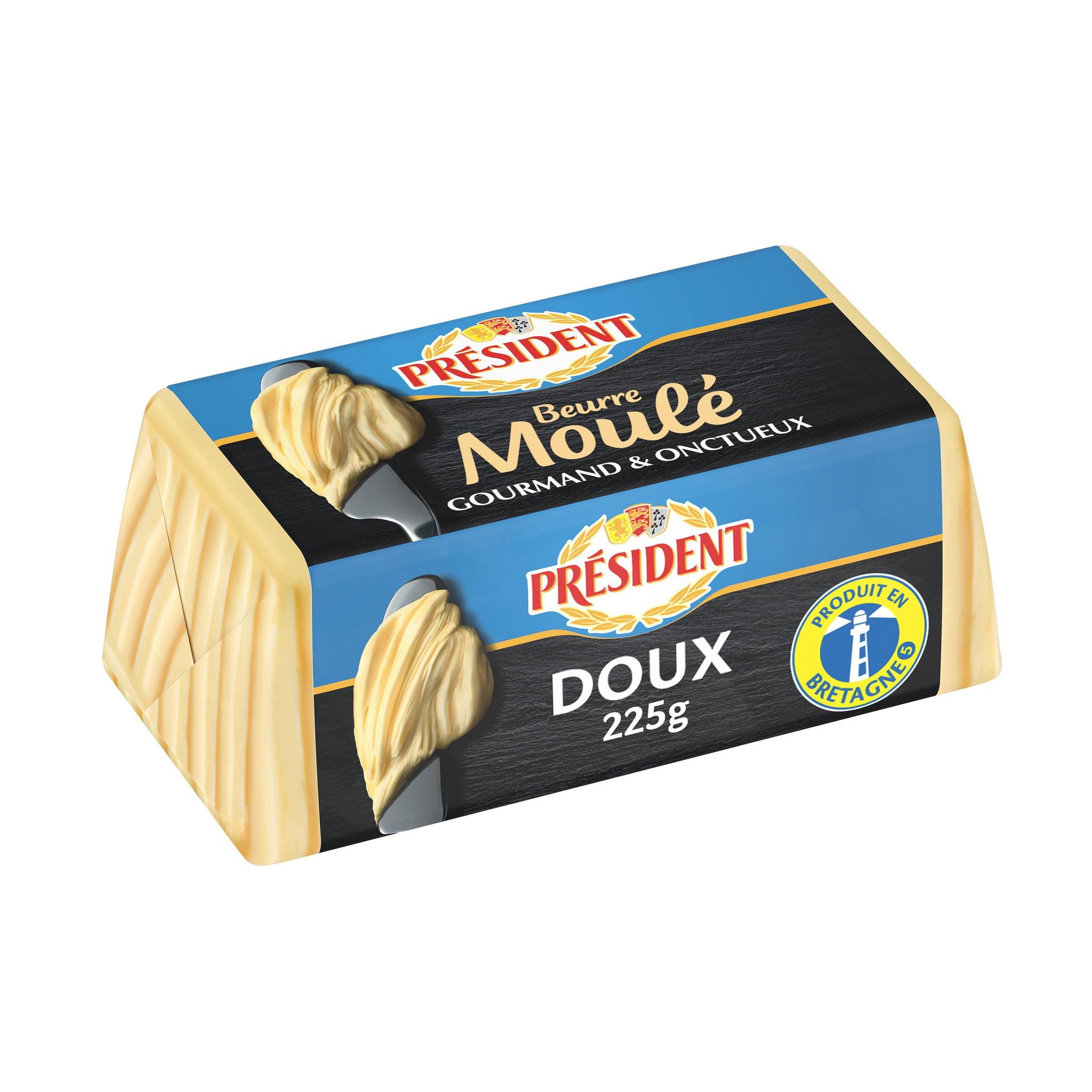 Voir la diapositive 2 : PRESIDENT Beurre doux moulé breton 225g