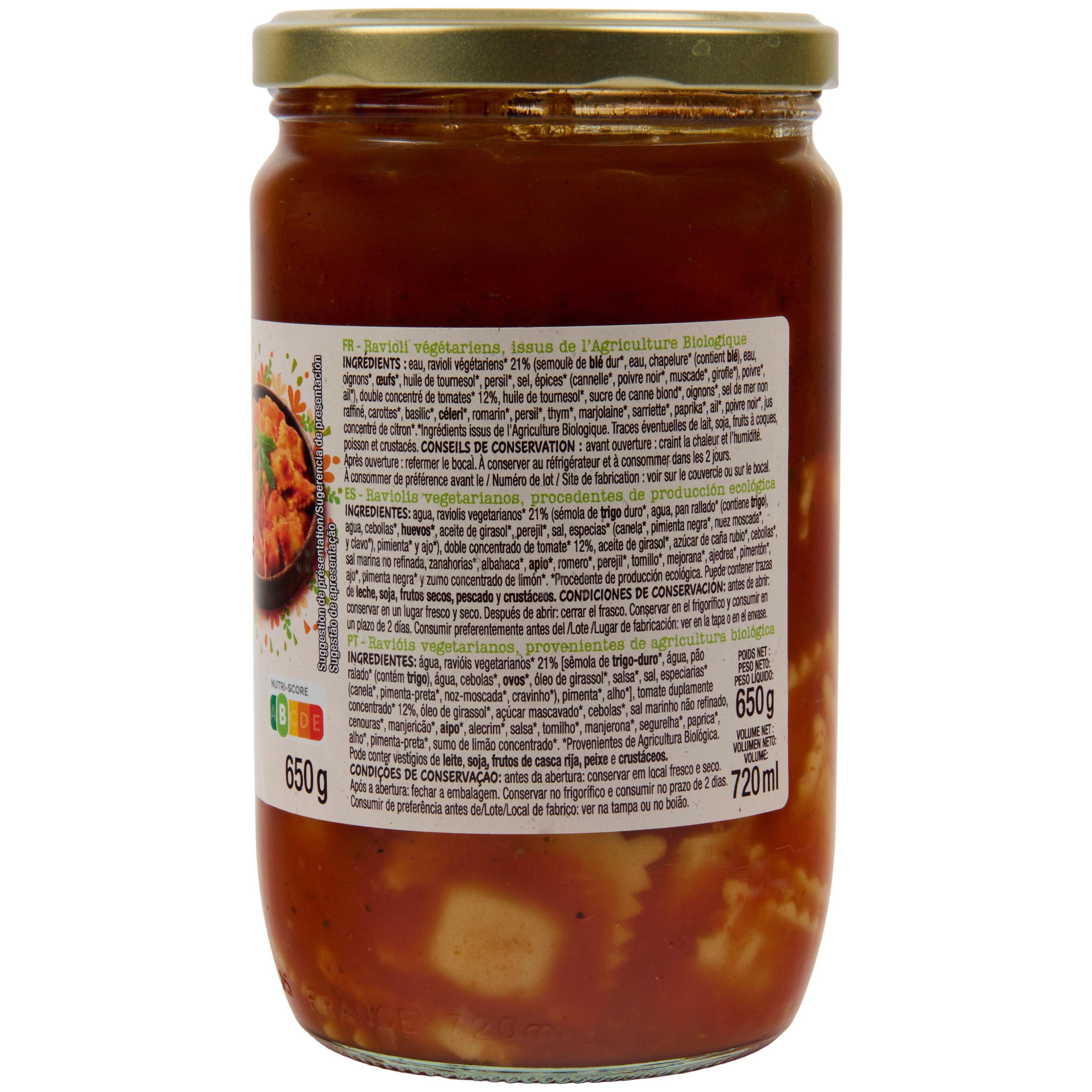 Voir la diapositive 2 : AUCHAN BIO Raviolis végétariens 650g