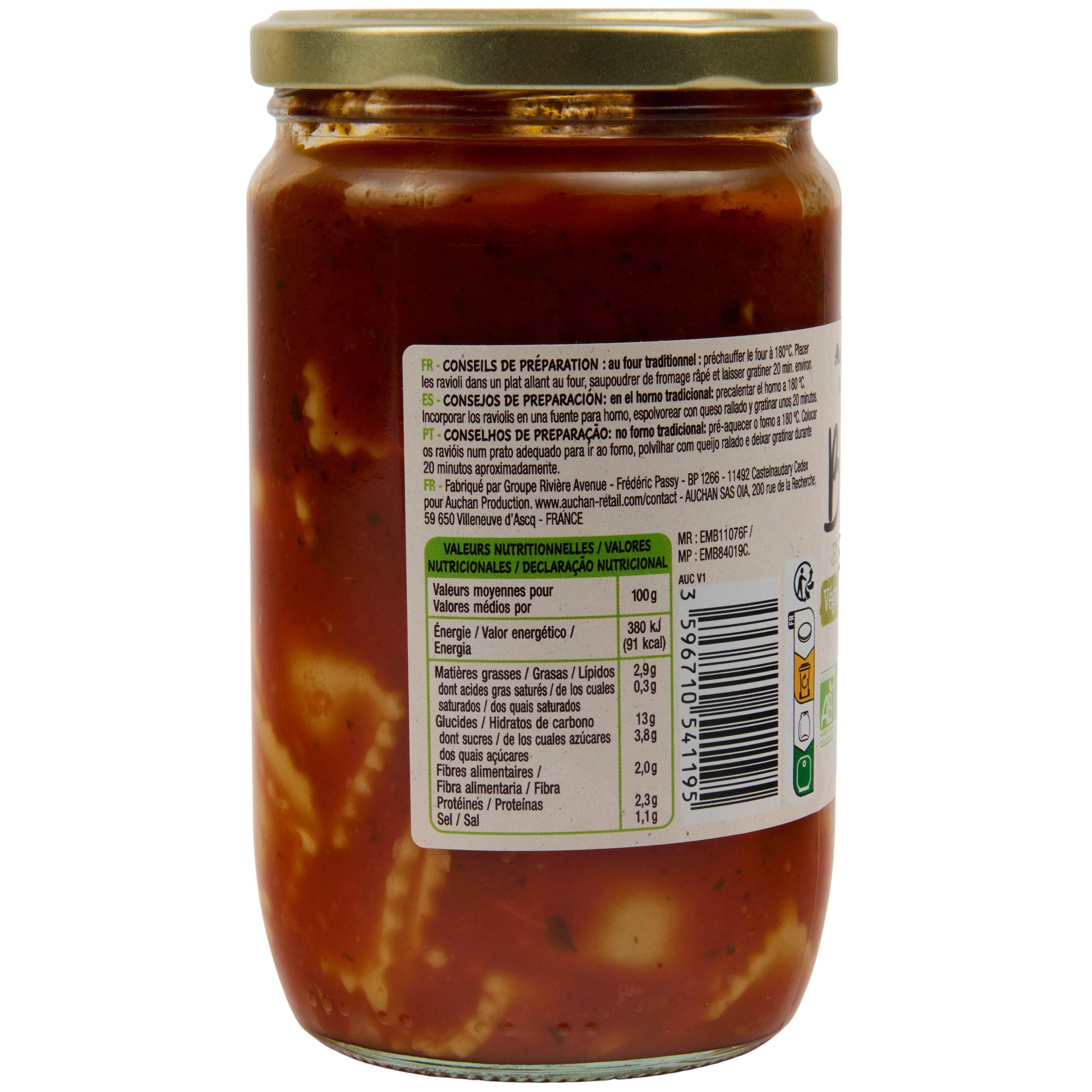 Voir la diapositive 3 : AUCHAN BIO Raviolis végétariens 650g