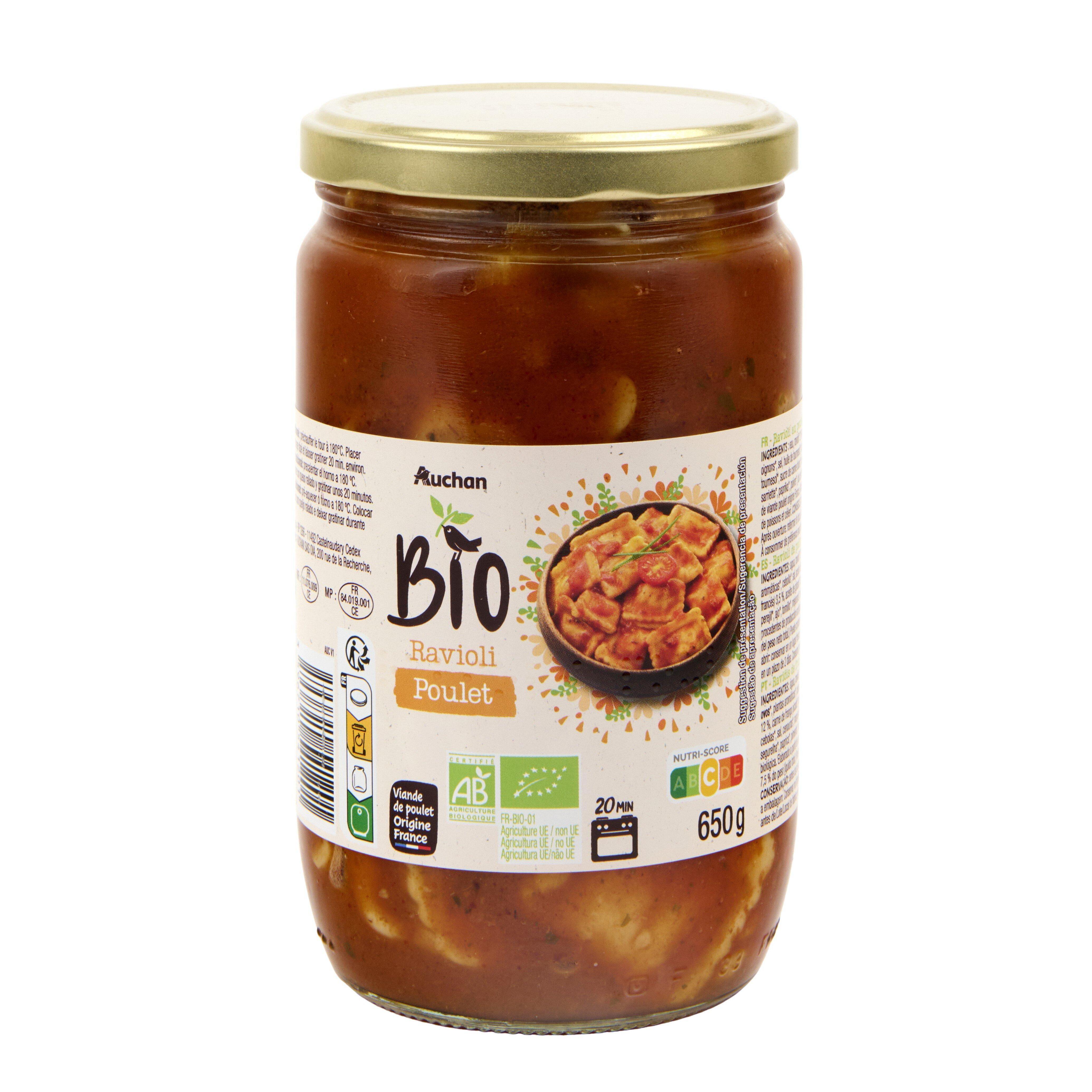Voir la diapositive 4 : AUCHAN BIO Ravioli au poulet bio 650g