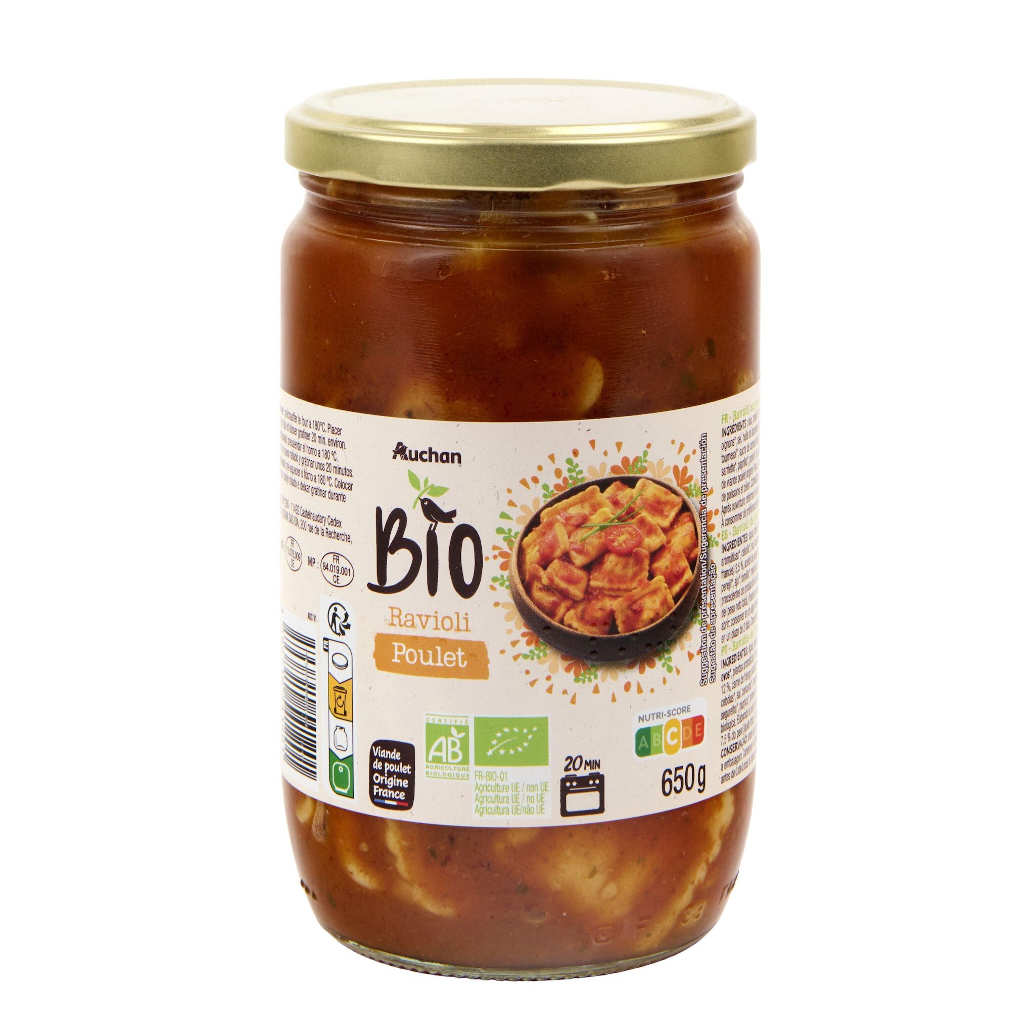 Voir la diapositive 4 : AUCHAN BIO Ravioli au poulet bio 650g