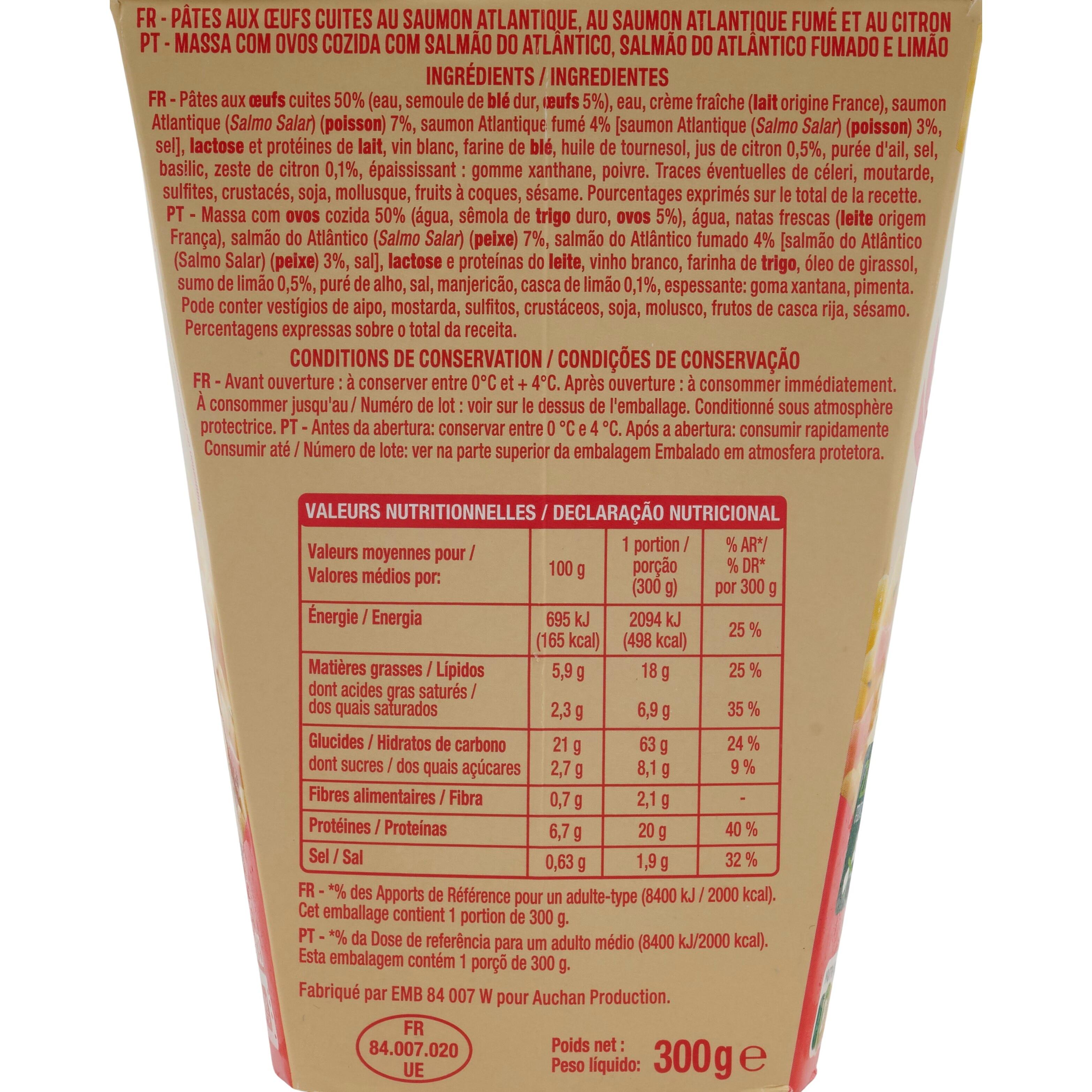 Voir la diapositive 2 : AUCHAN Box festonate saumon 300g