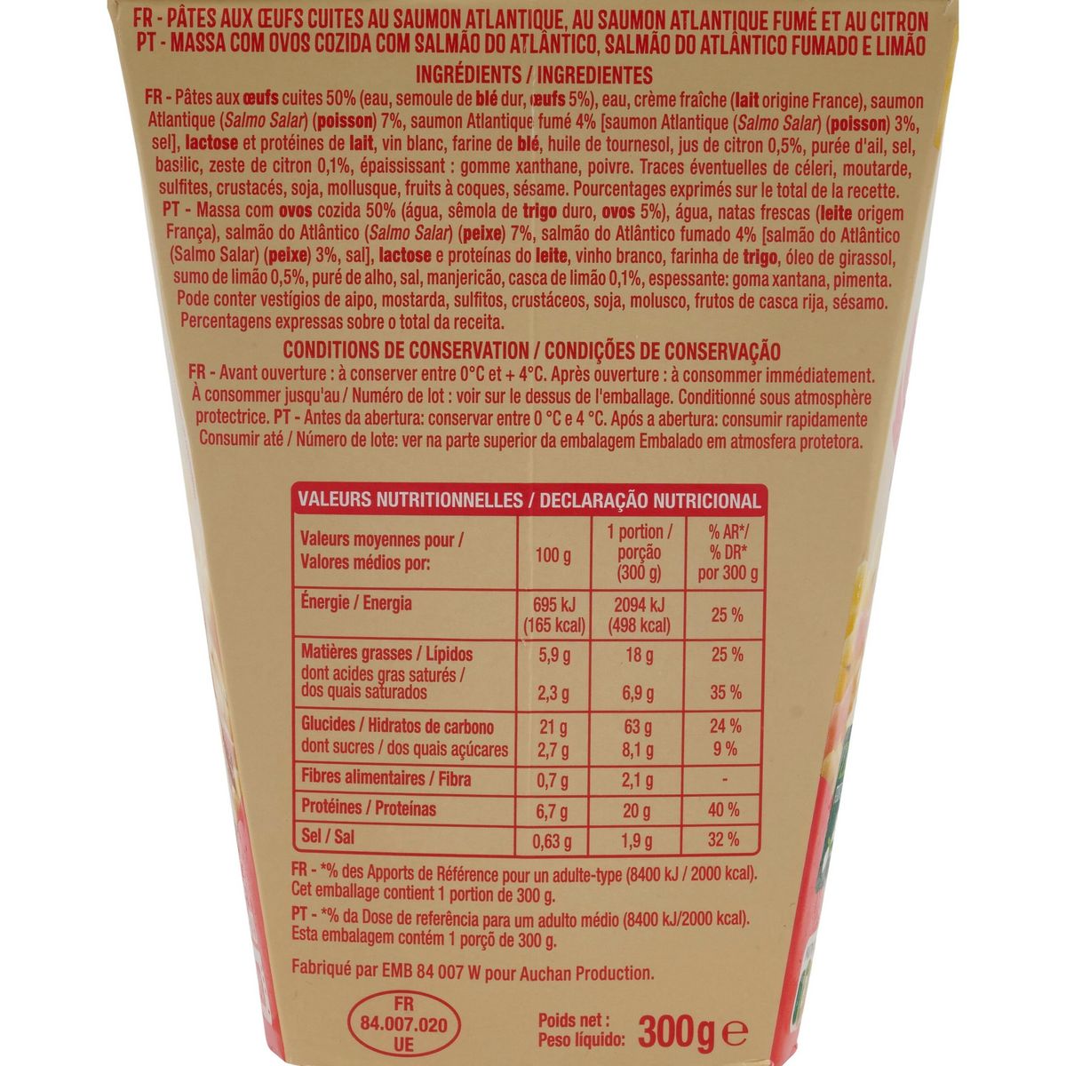 AUCHAN Box festonate saumon 300g