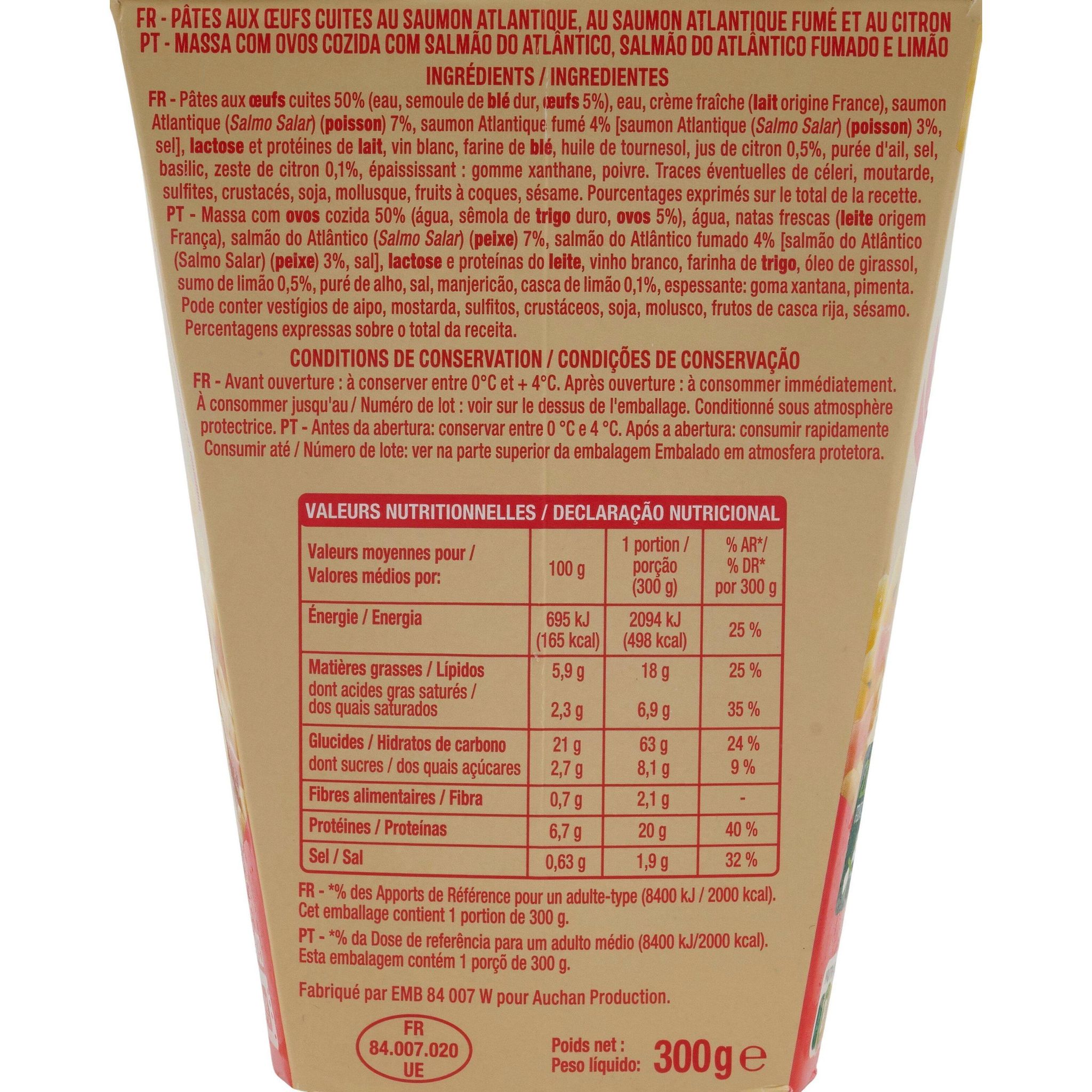 Voir la diapositive 3 : AUCHAN Box festonate saumon 300g