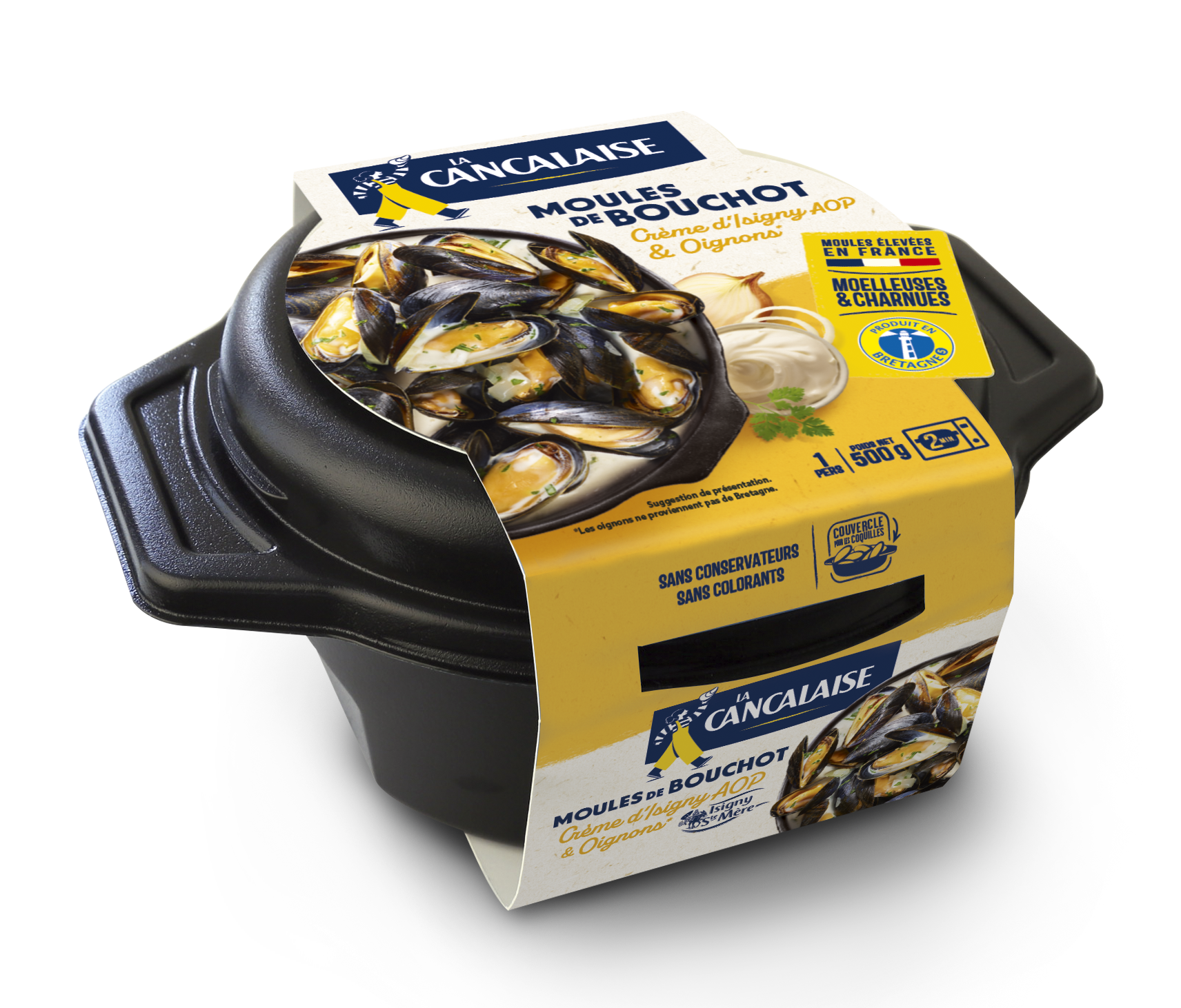 Voir la diapositive 2 : LA CANCALAISE Moules de pleine mer à la crème d'Isigny AOP et oignons 1 part 500g
