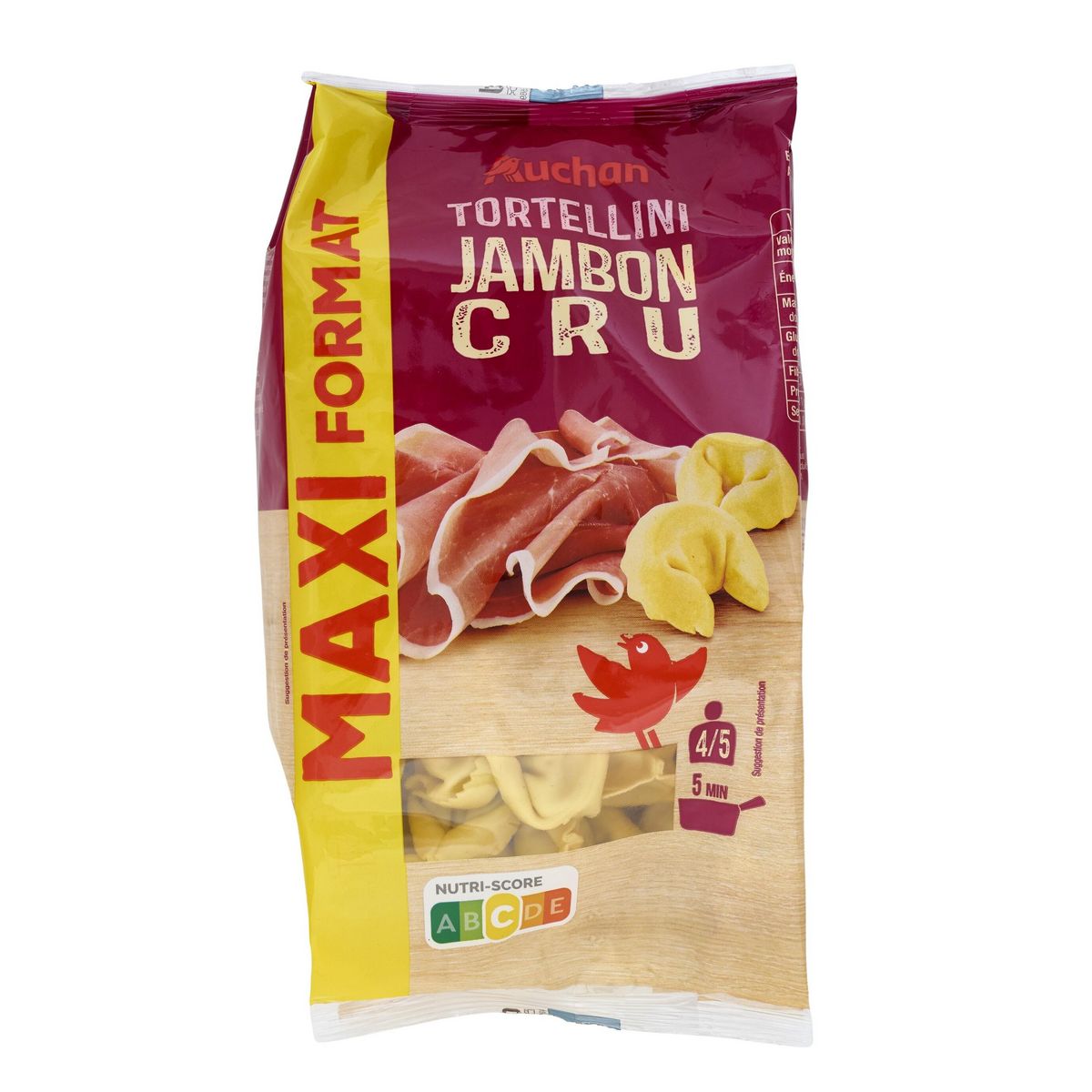 AUCHAN Tortellini jambon cru 4/5 parts 600g