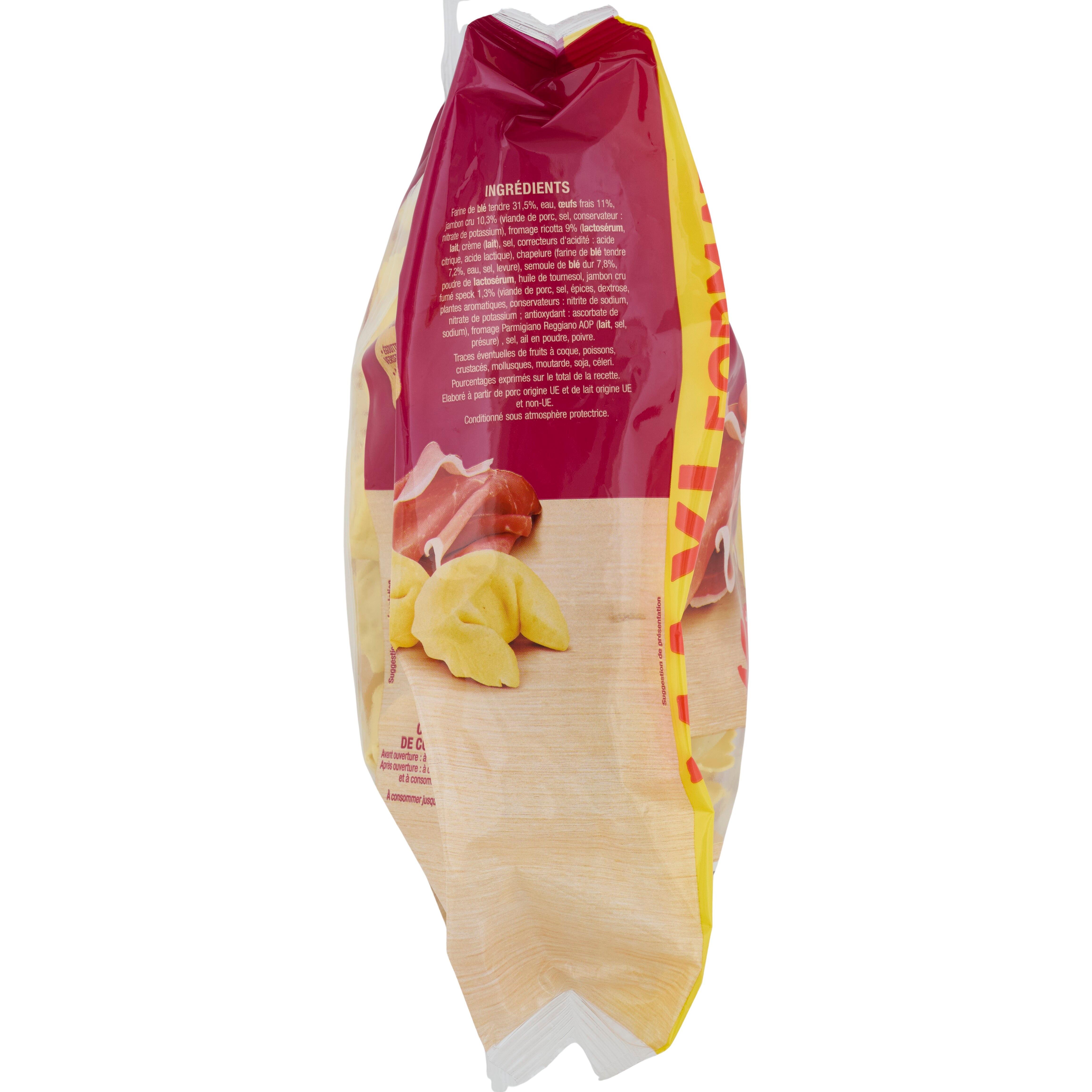 Voir la diapositive 3 : AUCHAN Tortellini jambon cru 4/5 parts 600g