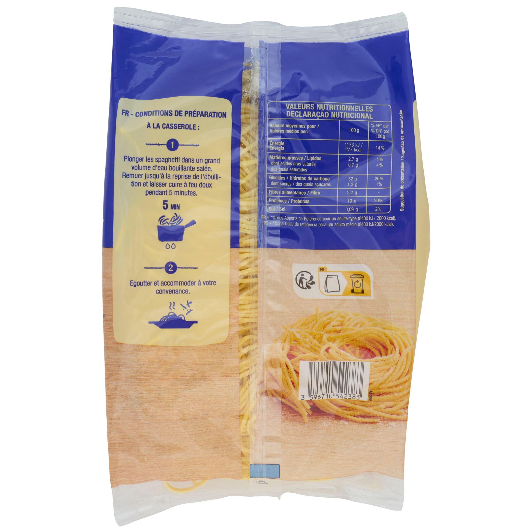 Voir la diapositive 2 : AUCHAN Spaghetti aux oeufs frais 300g