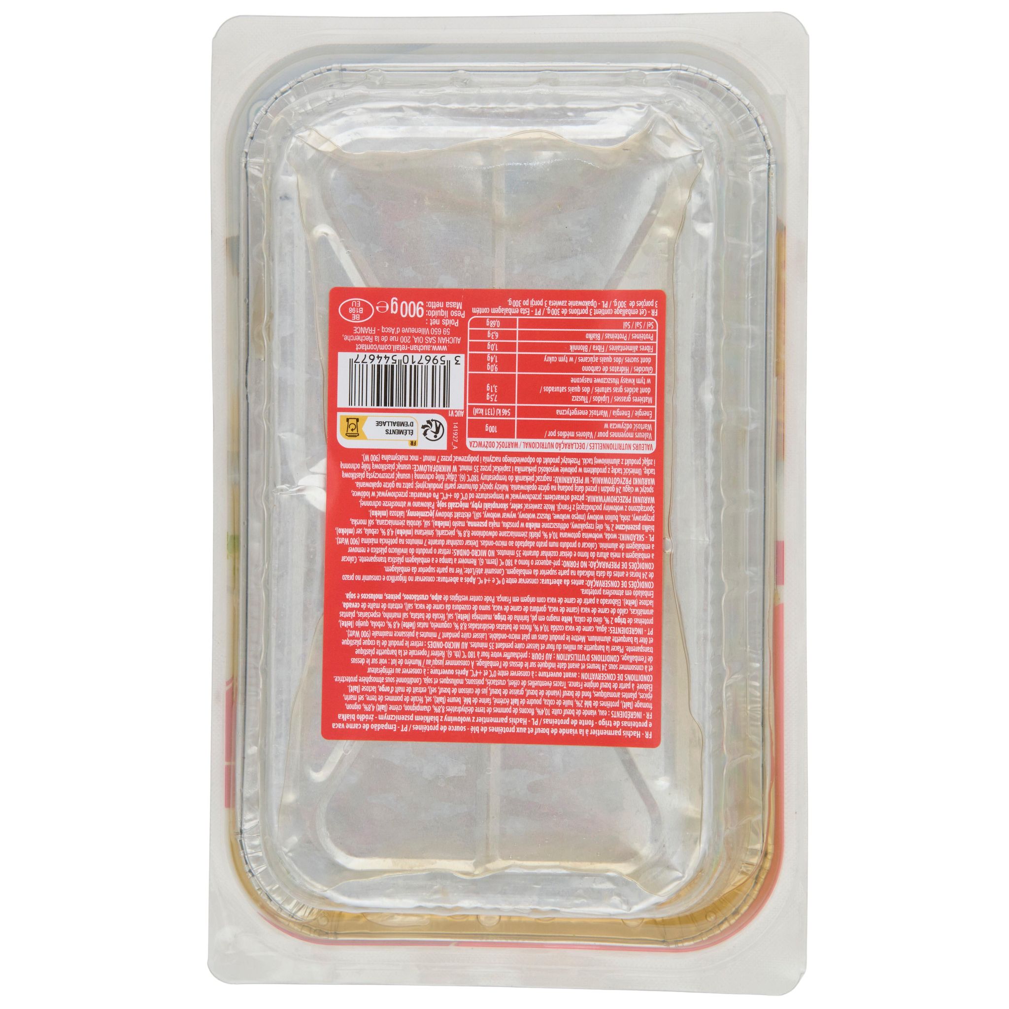 Voir la diapositive 2 : AUCHAN Hachis parmentier 3 parts 900g