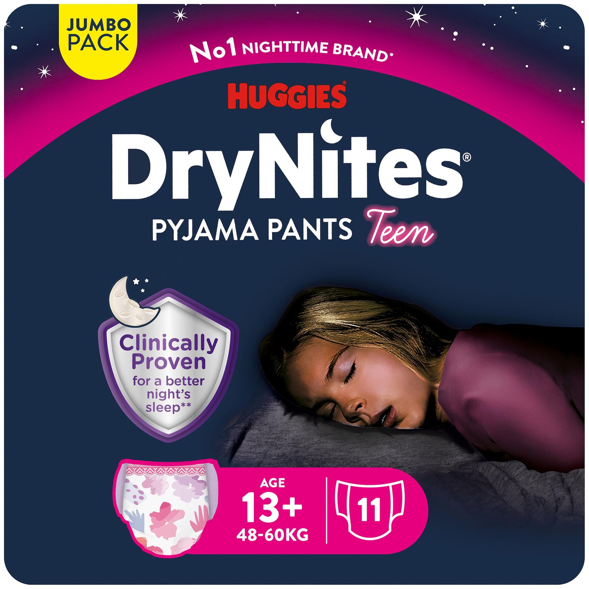 HUGGIES Drynites sous vêtements de nuit filles 13+ 11 pièces
