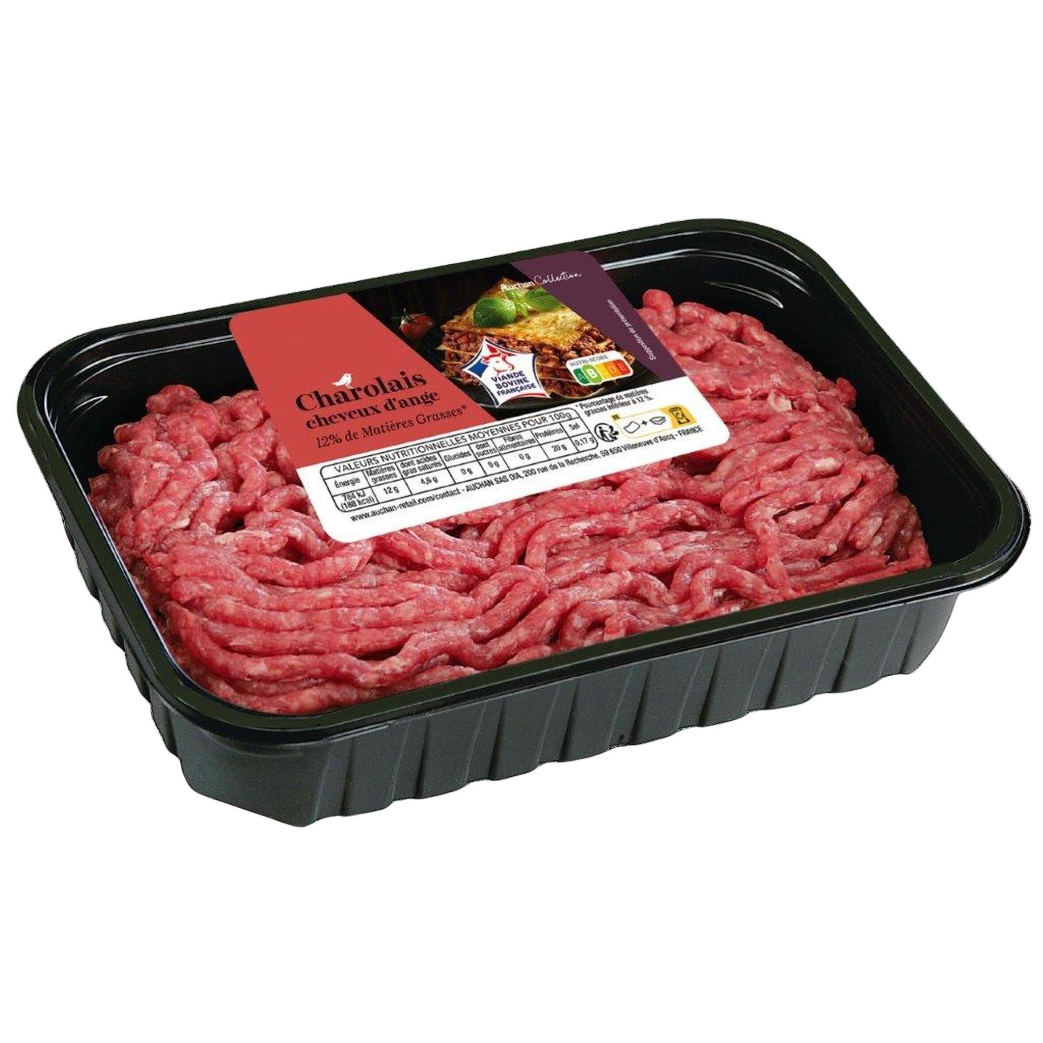 AUCHAN Charolais cheveux d'ange 12% mg 500g