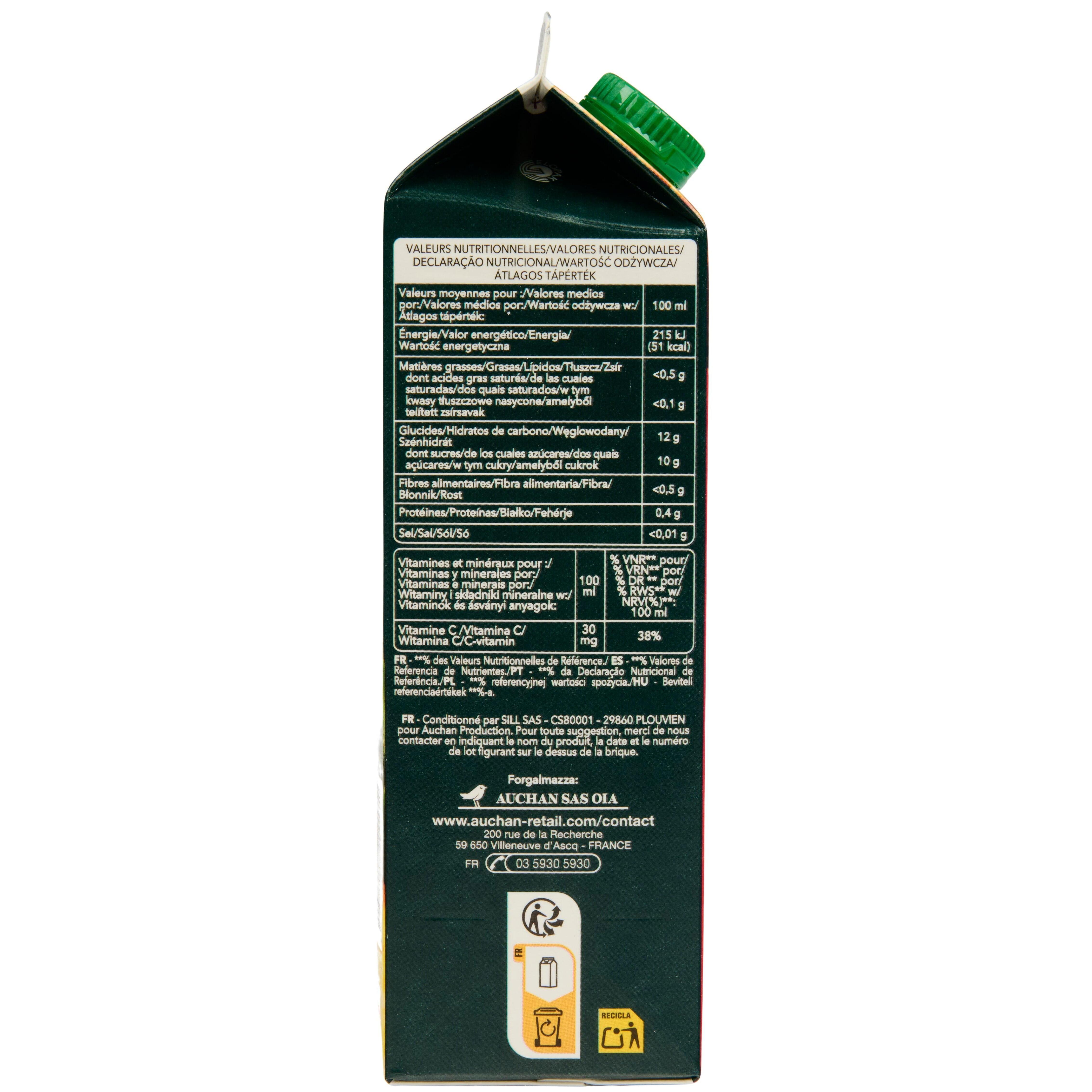 Voir la diapositive 2 : AUCHAN COLLECTION Jus d'ananas du Costa Rica brique 1l