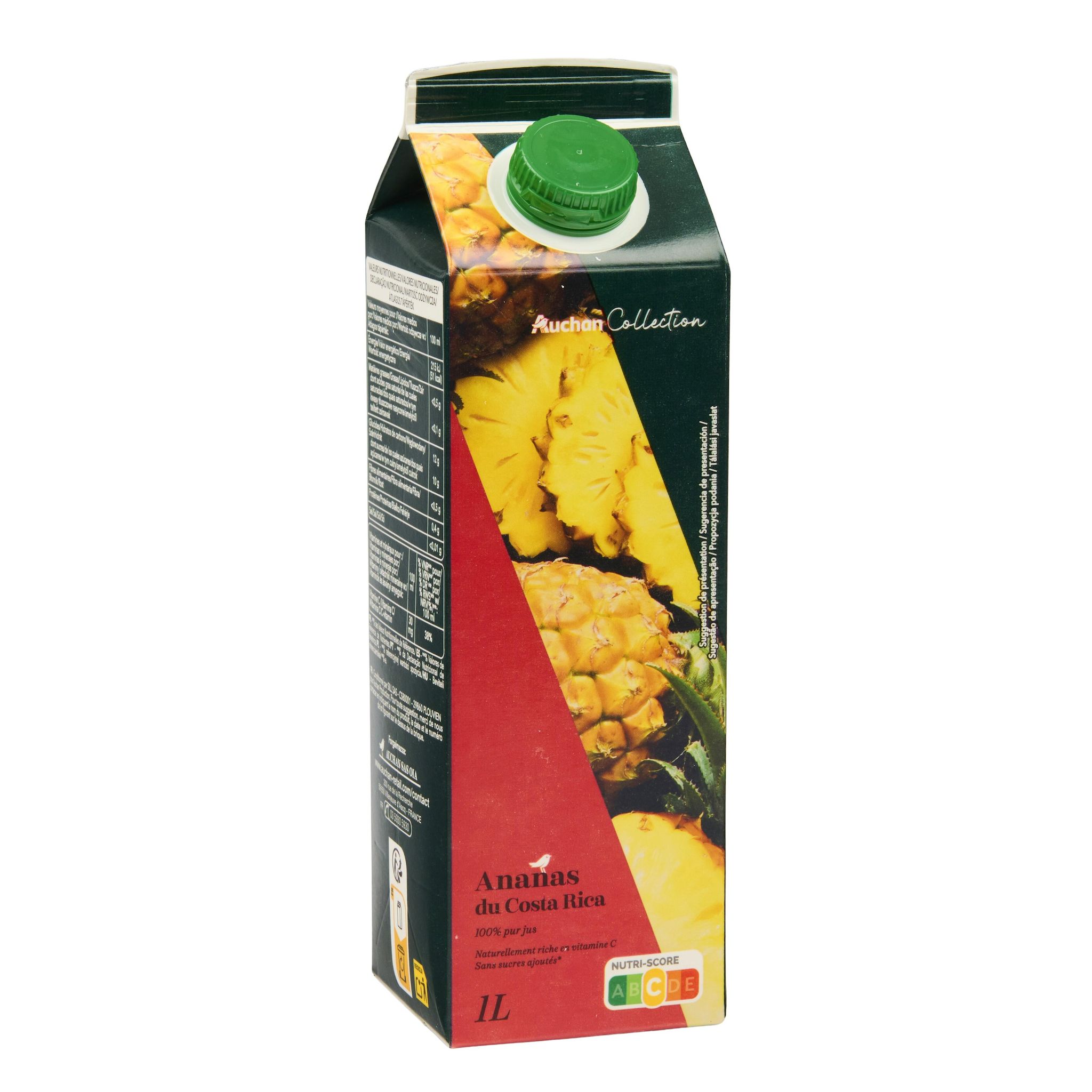 Voir la diapositive 5 : AUCHAN COLLECTION Jus d'ananas du Costa Rica brique 1l