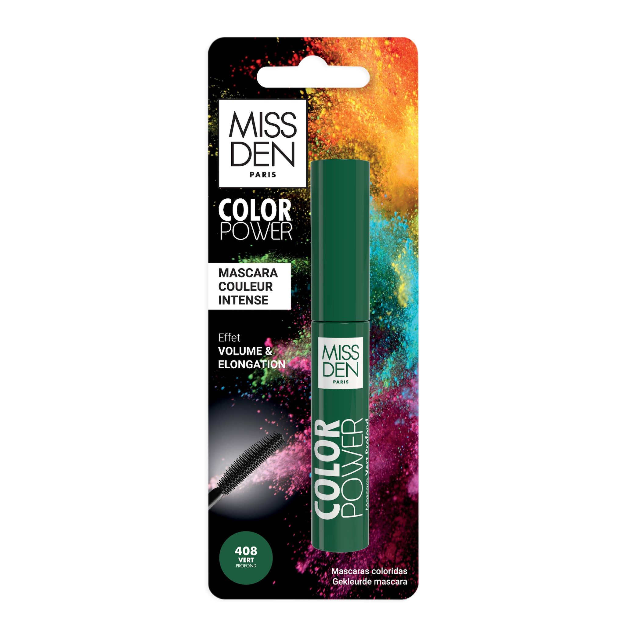 MISS DEN Color Power Mascara effet volume & élongation 408 vert profond 8ml