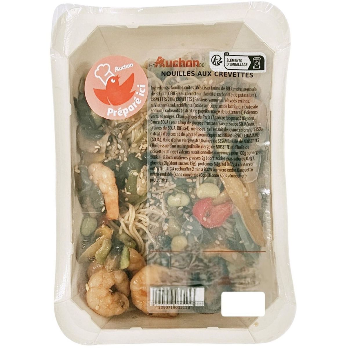 AUCHAN LE TRAITEUR Nouilles aux crevettes 1 part 300g